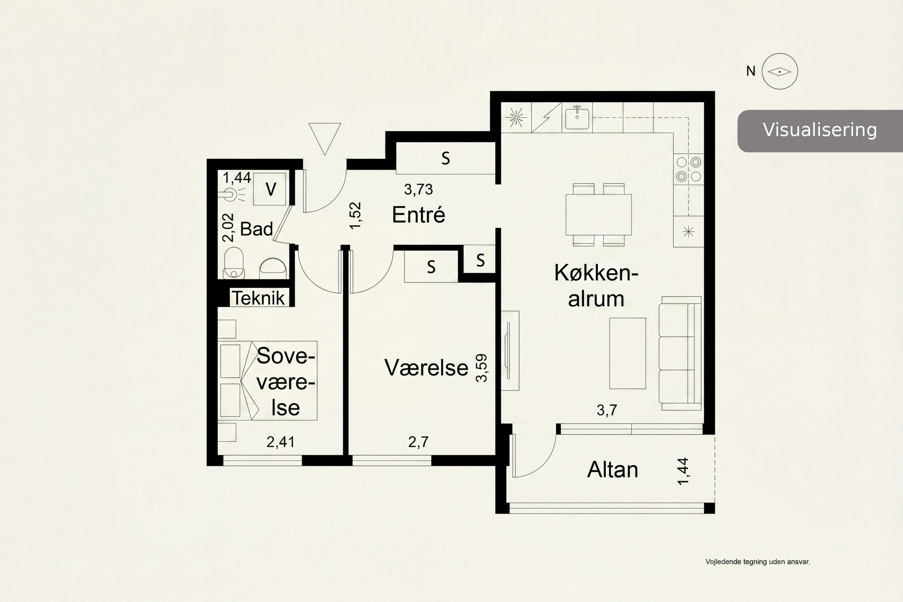 Plantegninger billede af Nordre Fasanvej 60, 3. 32., 2000 Frederiksberg