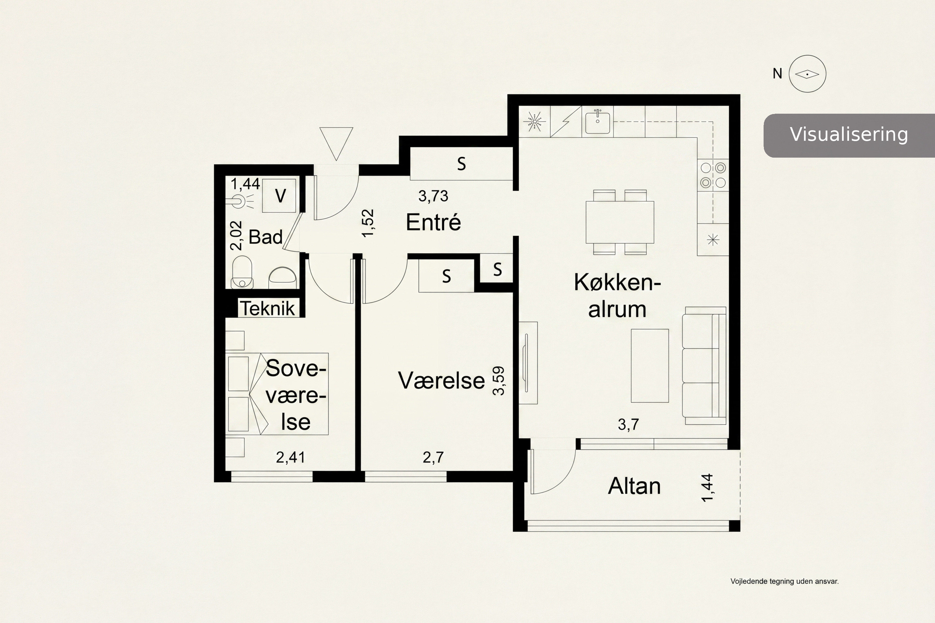 Plantegninger billede af Nordre Fasanvej 60, 3. 32., 2000 Frederiksberg