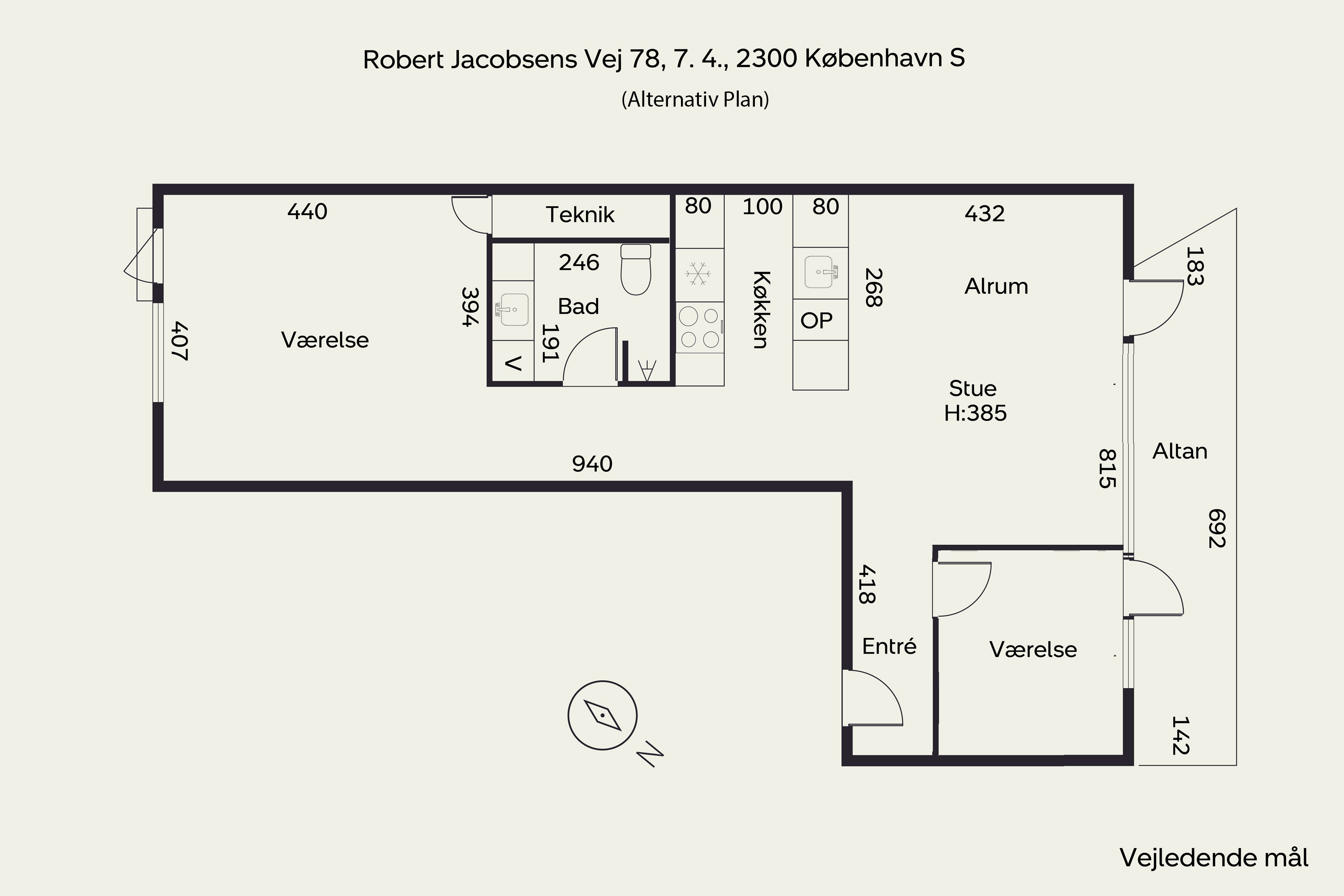 Plantegninger billede af Robert Jacobsens Vej 78, 7. 4., 2300 København S