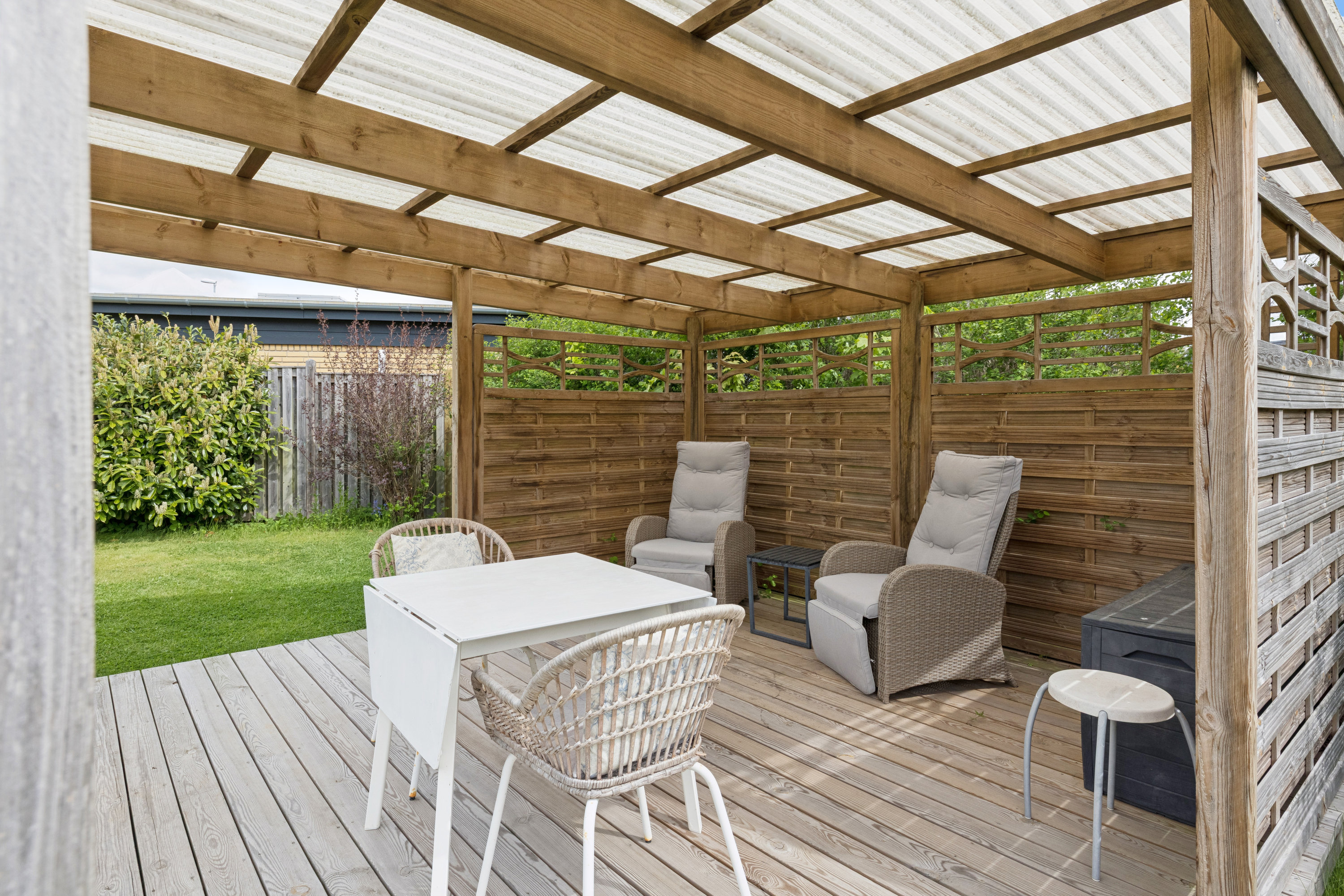 Fremhævet terrasse billede i fuldskærmstilstand. Billede af Tingvej 44, 8543 Hornslet