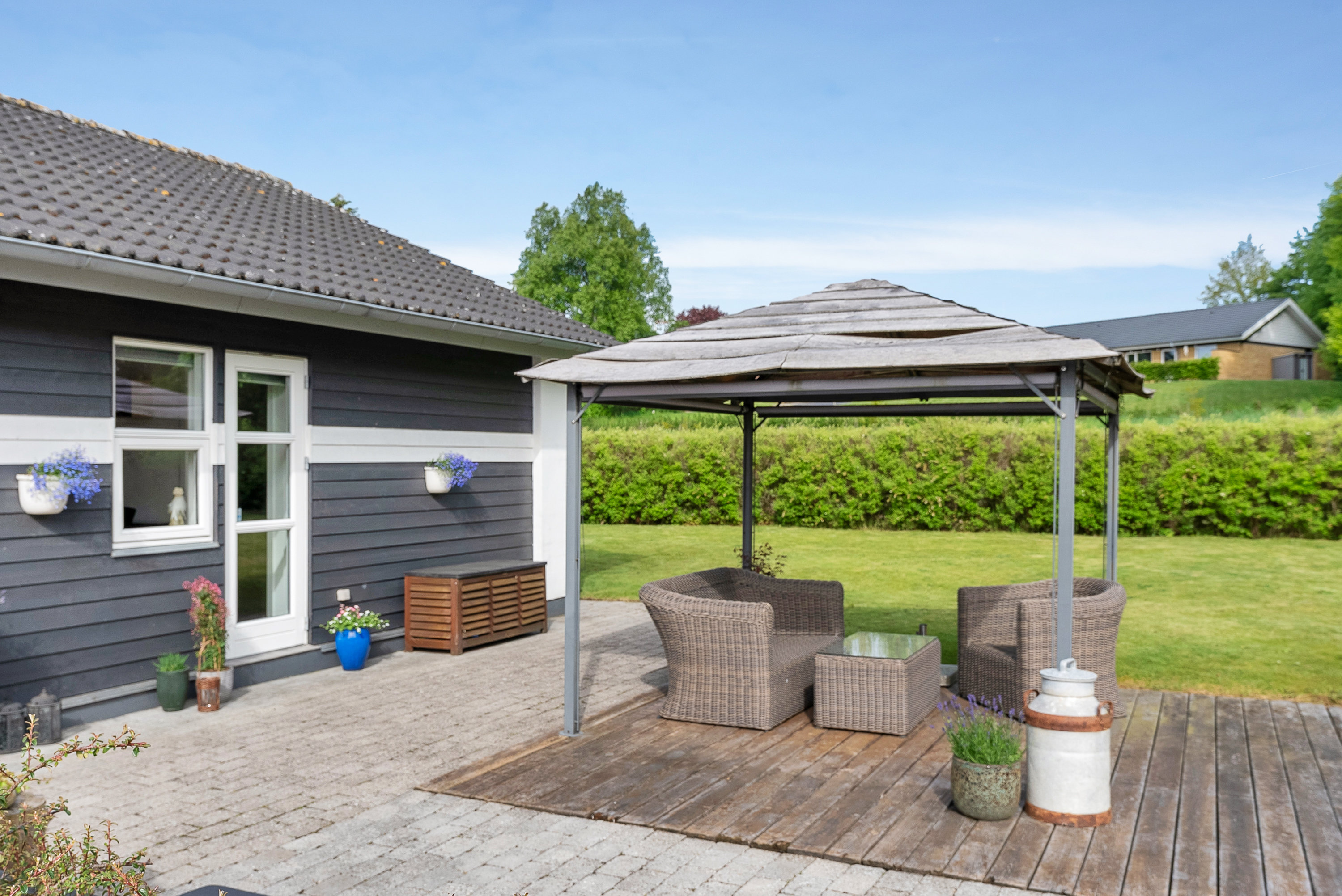 Fremhævet overdækket terrasse billede i fuldskærmstilstand. Billede af Lykkemarken 18, Korinth, 5600 Faaborg