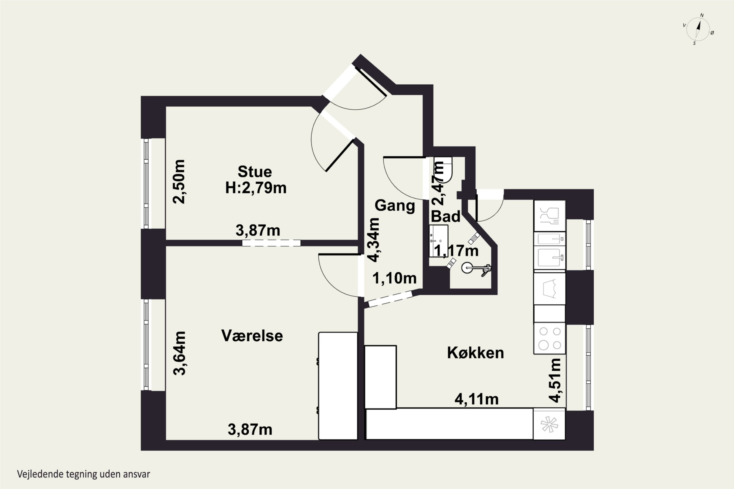 Plantegninger billede af Lyneborggade 3, 1. th., 2300 København S