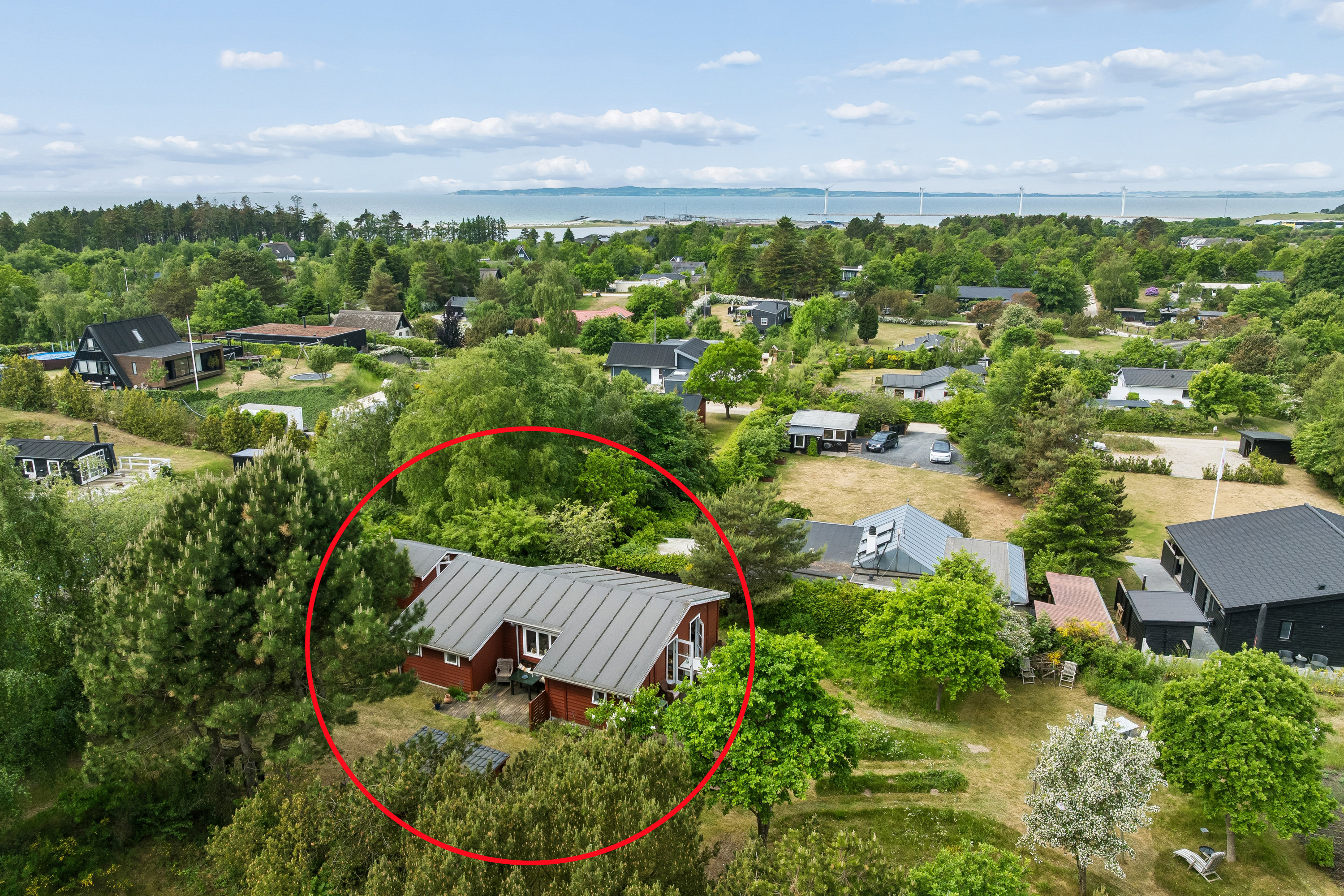 Fremhævet luftfoto billede i fuldskærmstilstand. Billede af Pilebakken 24, Øer, 8400 Ebeltoft