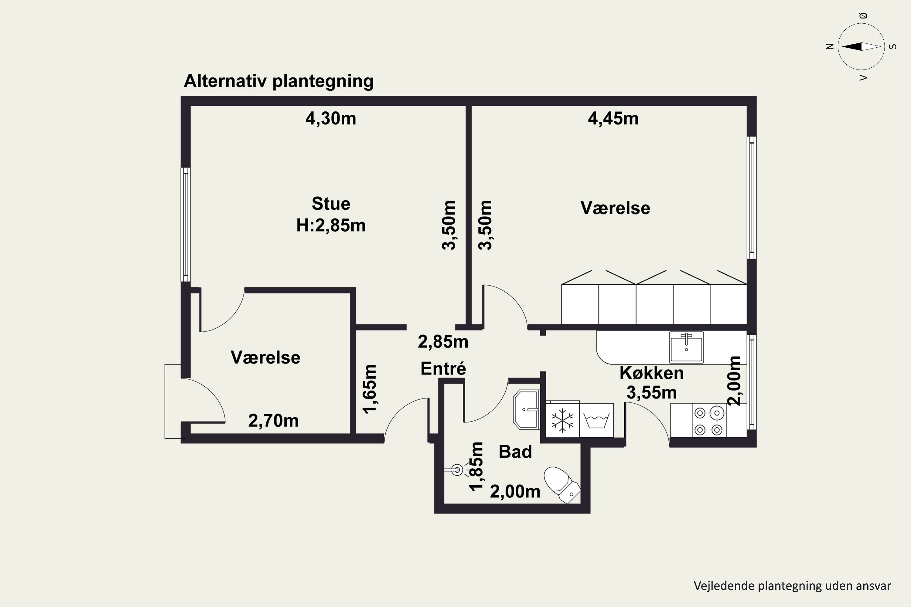 Plantegninger billede af Korsørgade 38, 1. tv., 2100 København Ø
