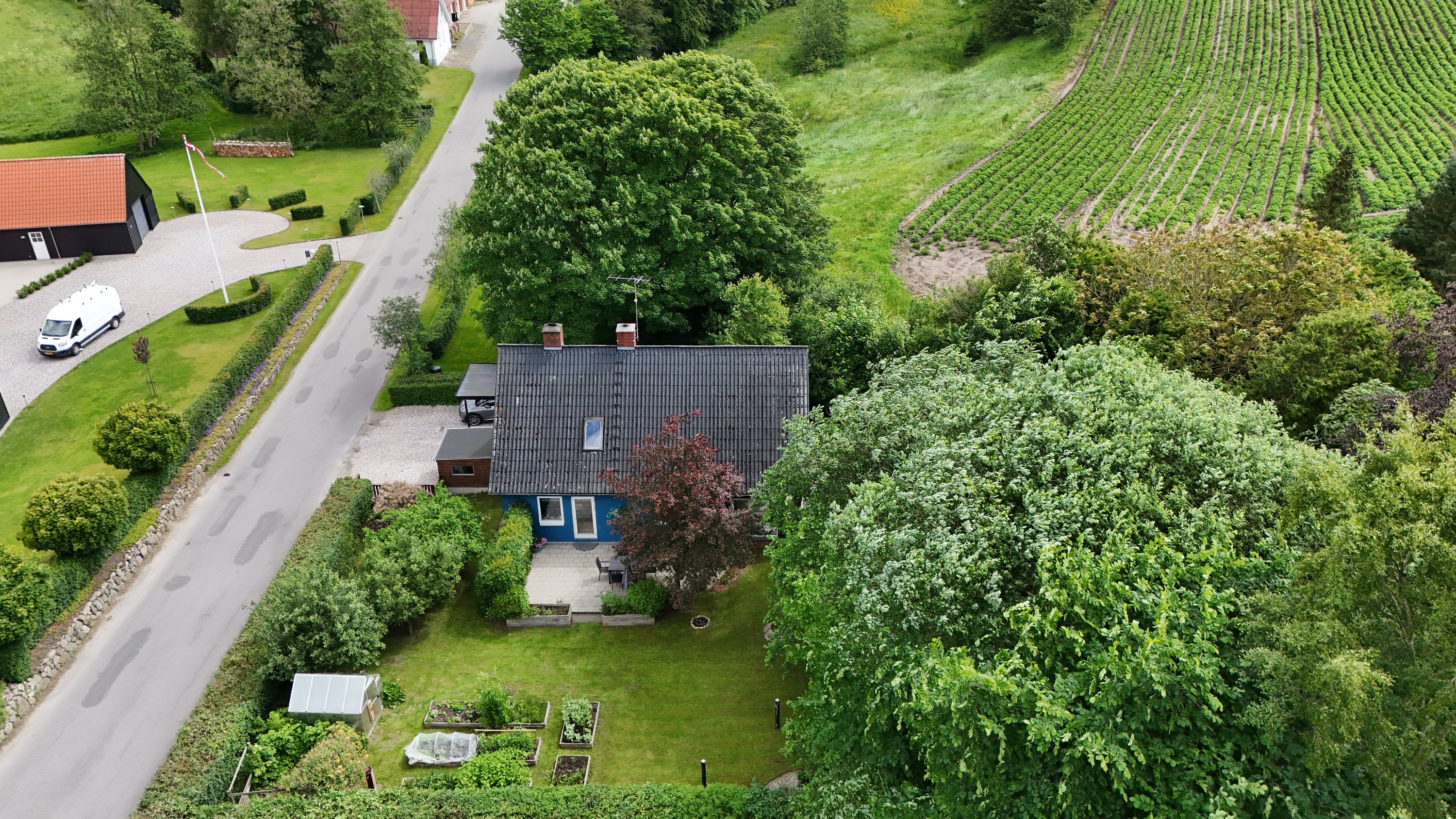 Fremhævet drone billede i fuldskærmstilstand. Billede af Brøndumvej 5, 9500 Hobro