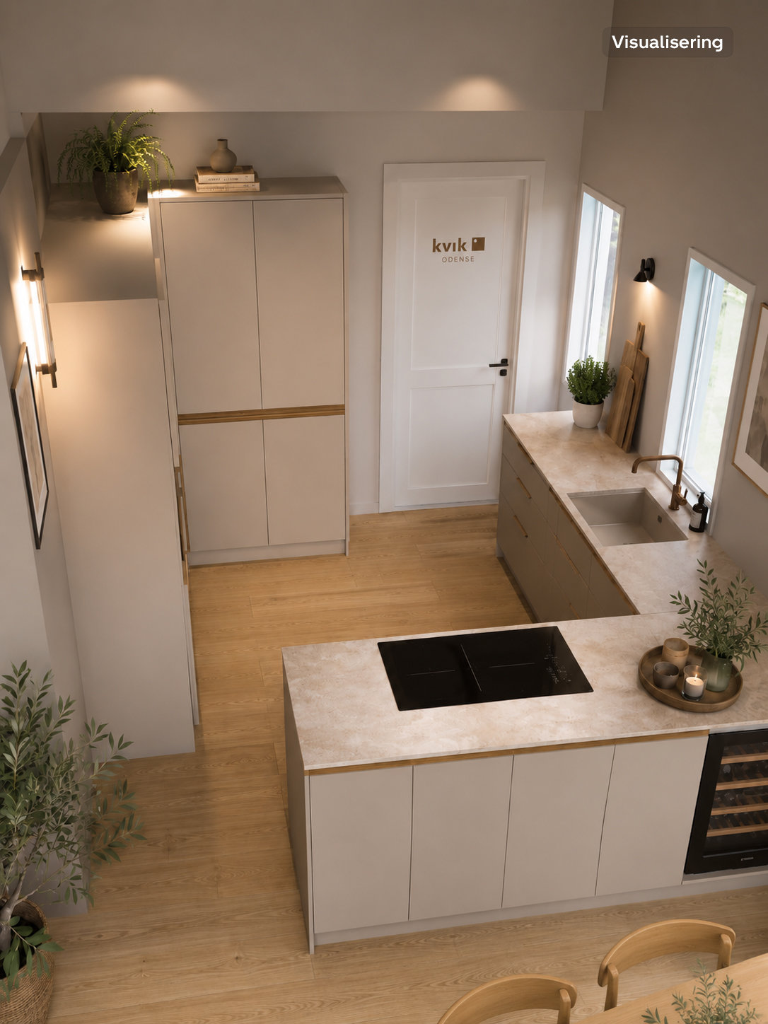 Fremhævet visualisering billede i fuldskærmstilstand. Billede af Klokkens Kvarter 73, Holluf Pile, 5220 Odense SØ