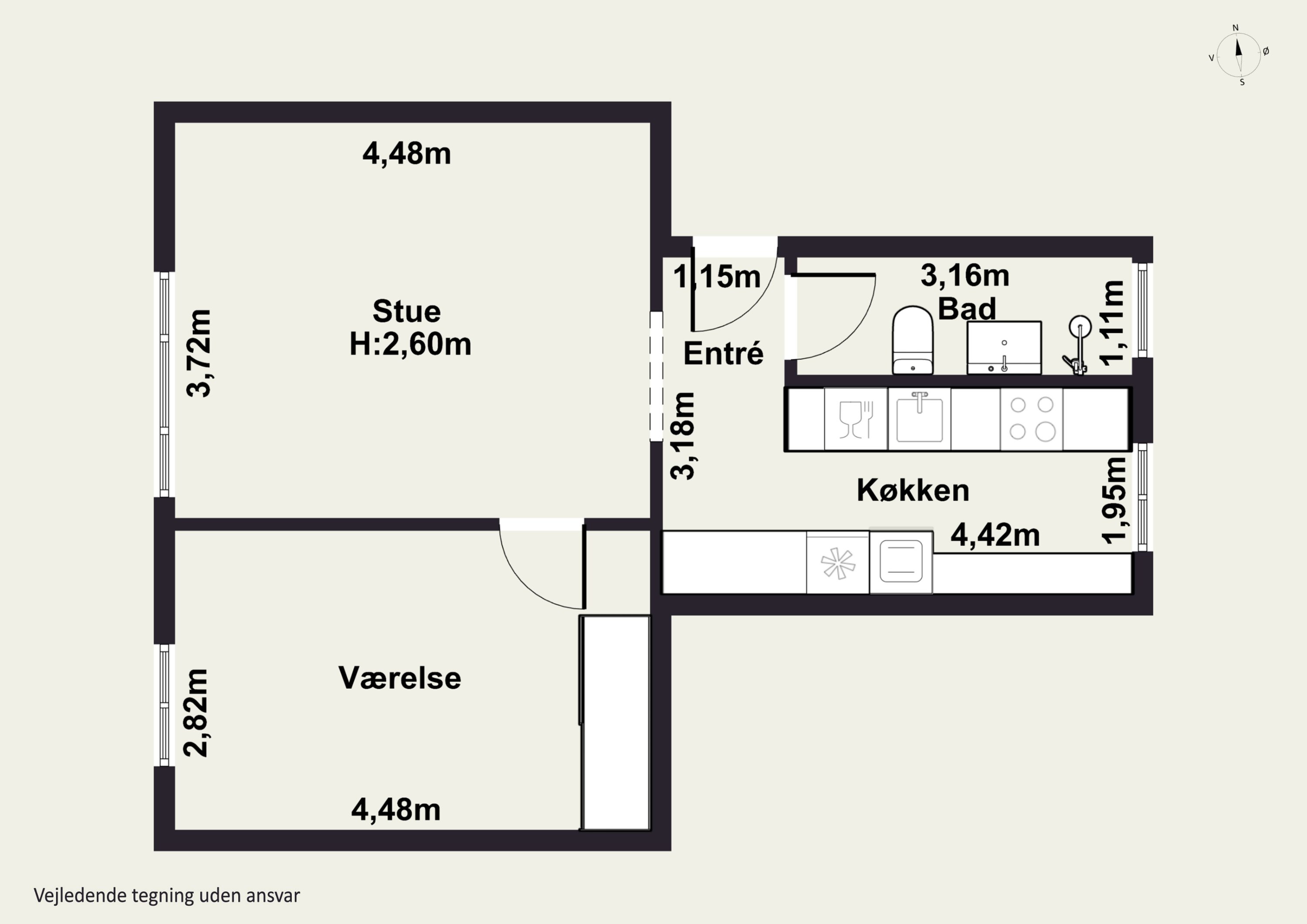 Plantegninger billede af Landlystvej 65E, st.. tv., 2650 Hvidovre