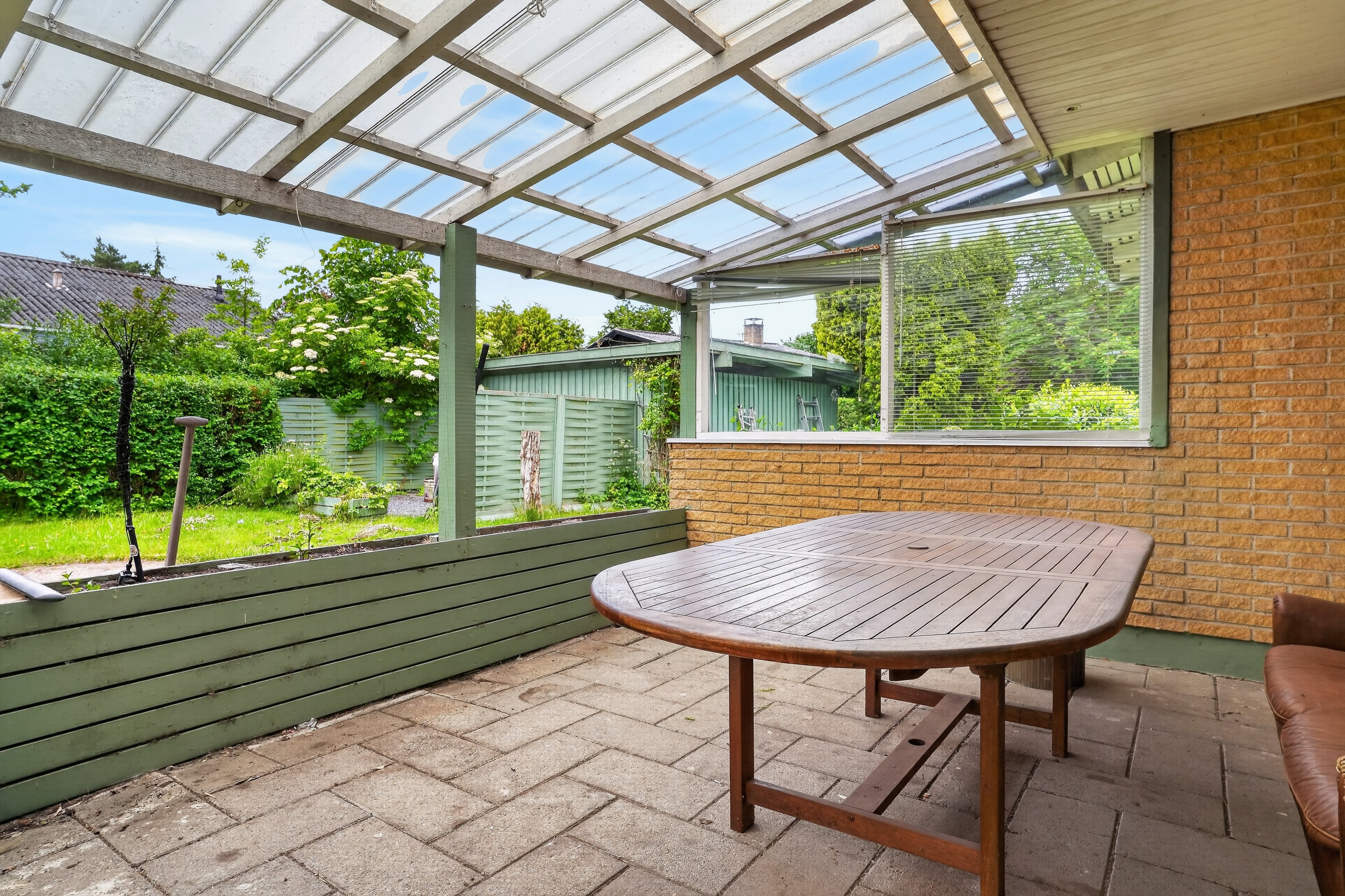 Fremhævet overdækket terrasse billede i fuldskærmstilstand. Billede af Gl Mejerivej 11, 3050 Humlebæk