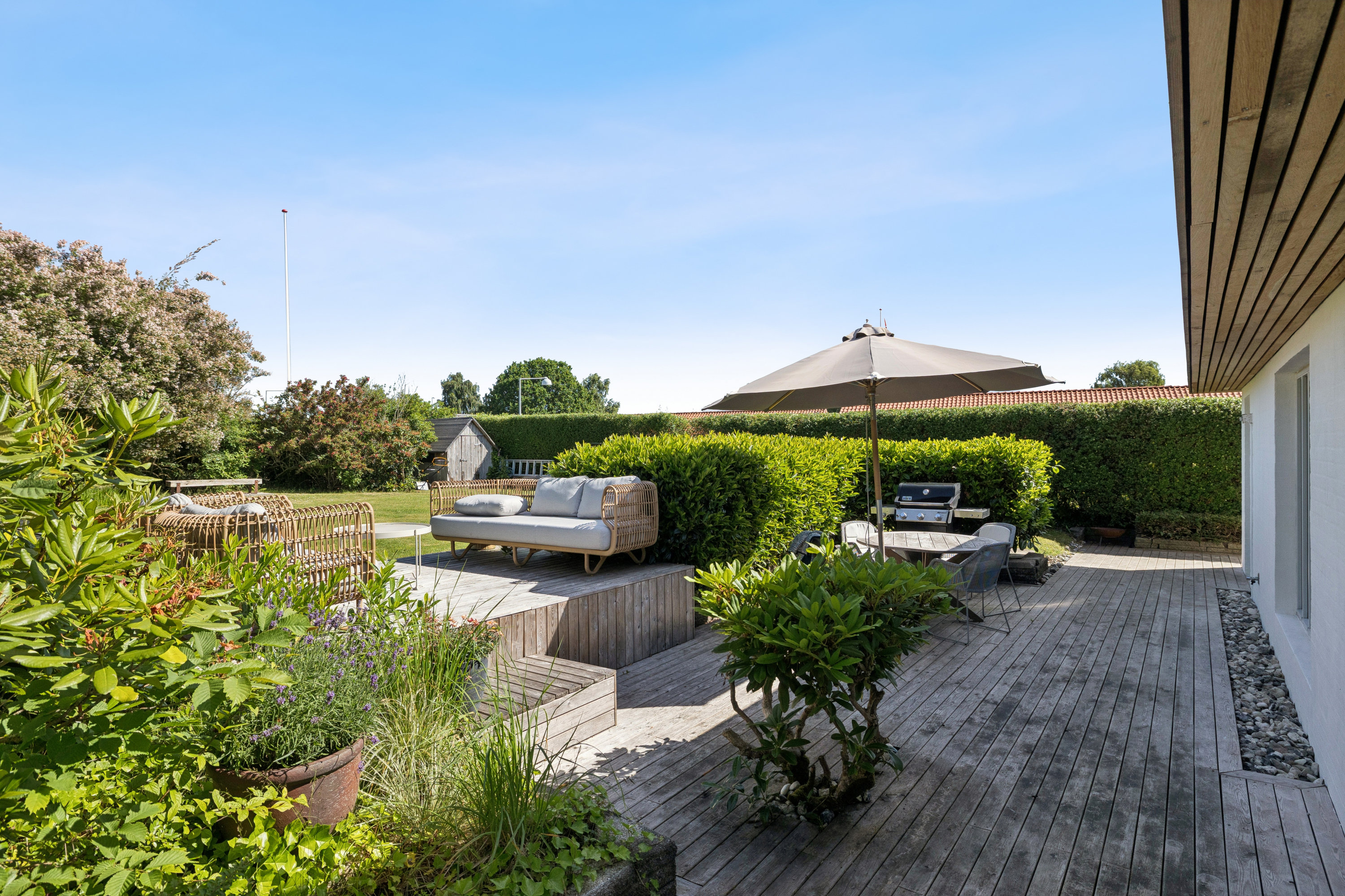 Fremhævet terrasse billede i fuldskærmstilstand. Billede af Cortinavej 6, Stilling, 8660 Skanderborg