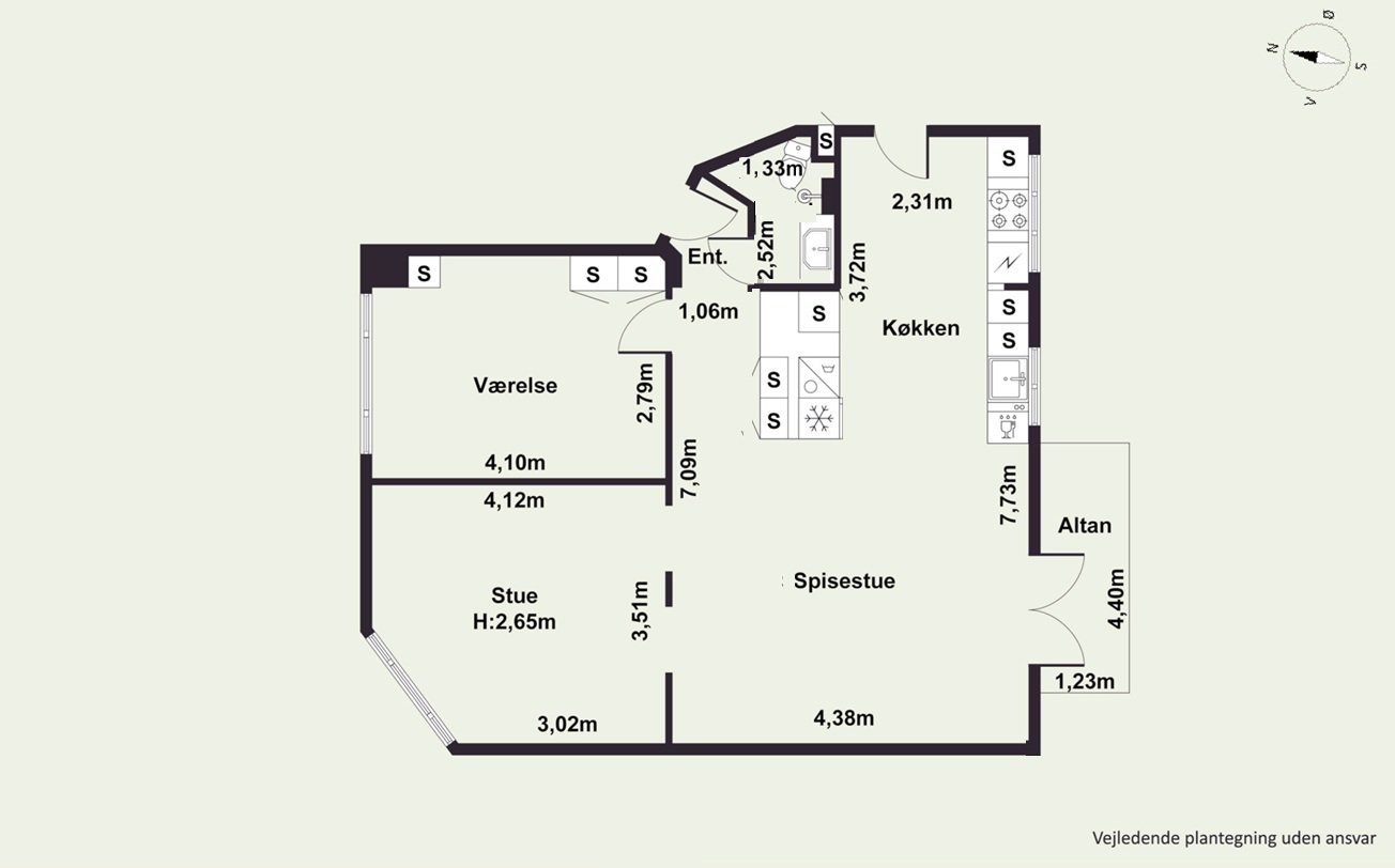 Fremhævet  billede i fuldskærmstilstand. Billede af Nordre Fasanvej 154, 4. th., 2000 Frederiksberg