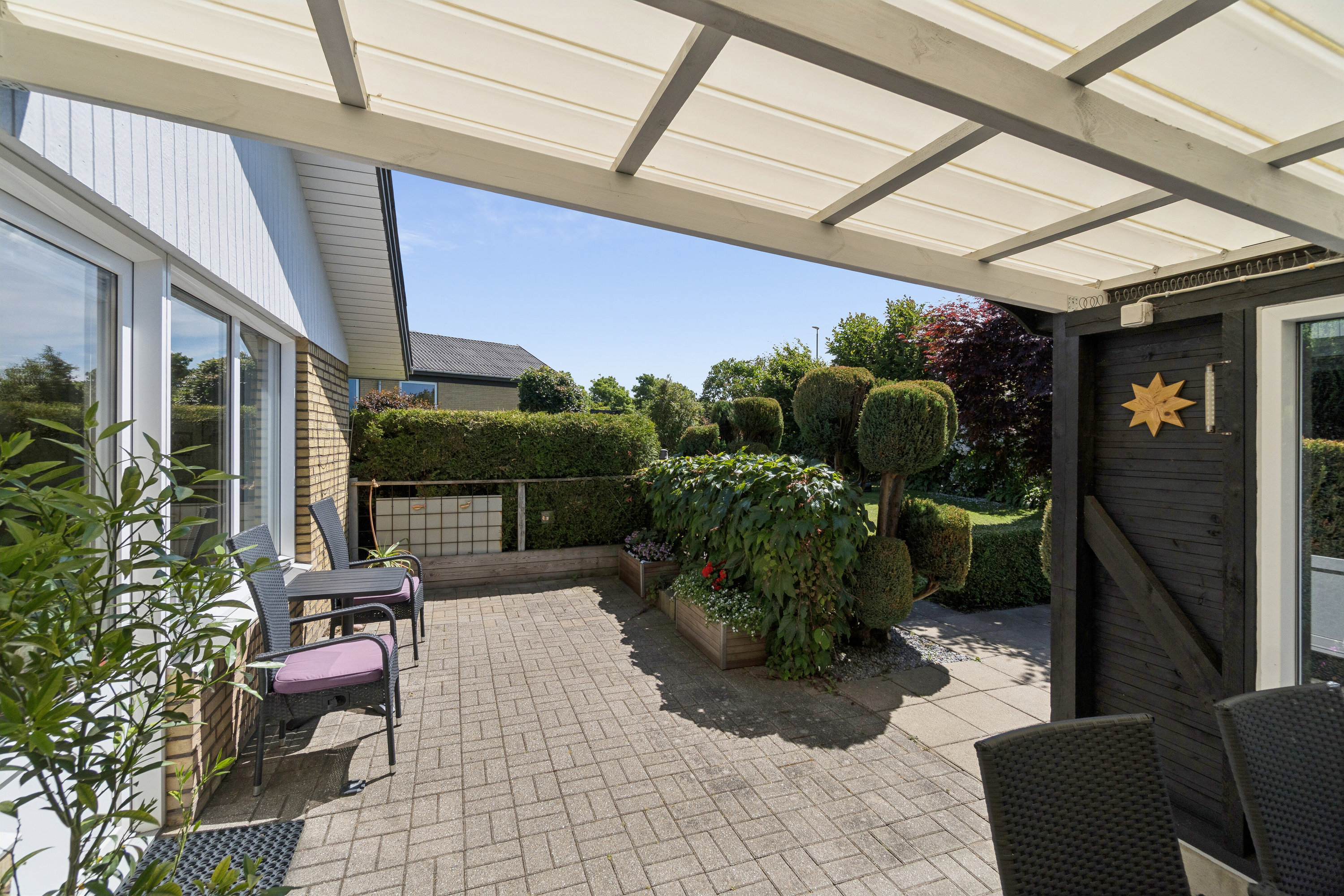 Fremhævet overdækket terrasse billede i fuldskærmstilstand. Billede af Åkandevej 4, 7755 Bedsted Thy