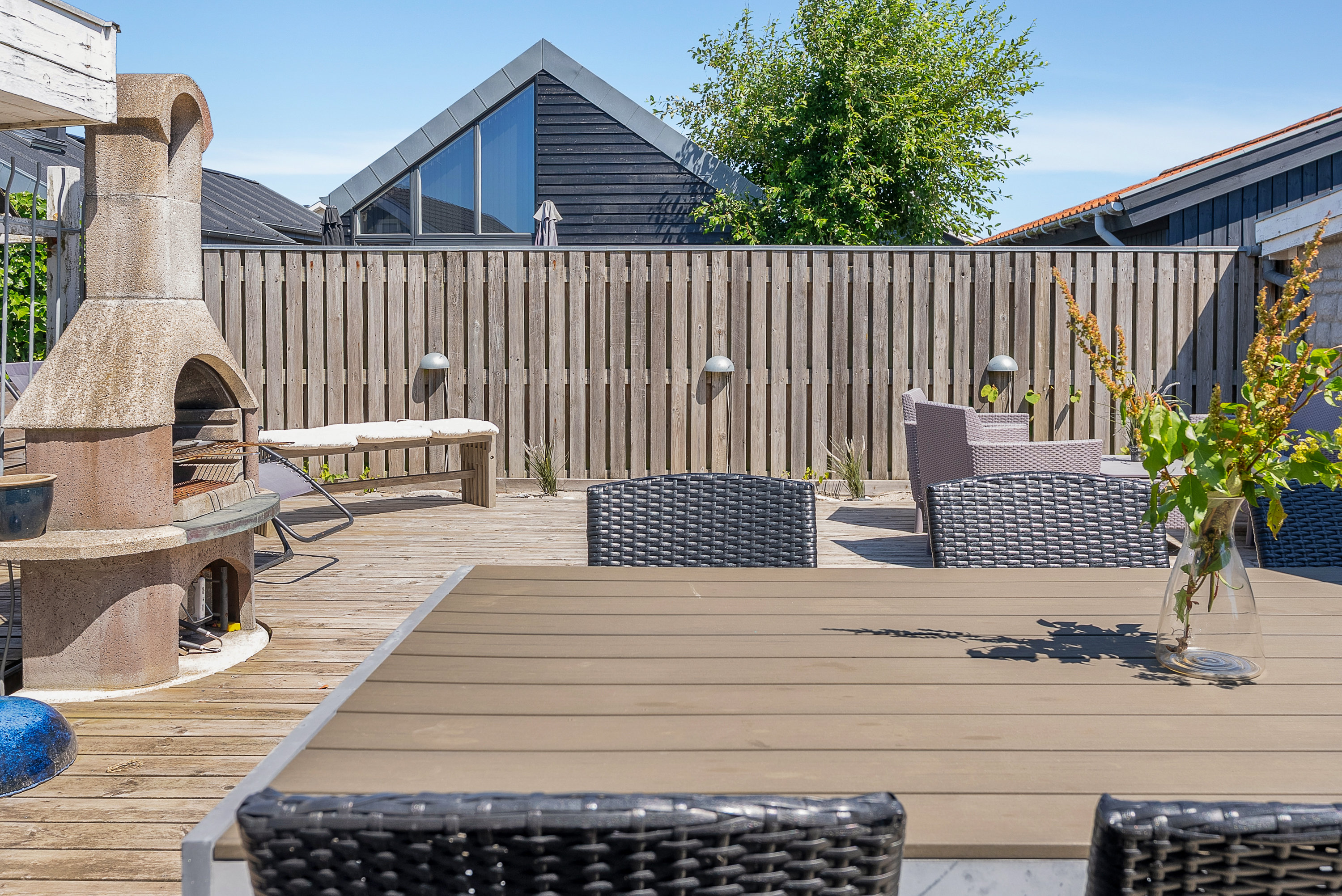 Fremhævet terrasse billede i fuldskærmstilstand. Billede af Grønnekrogen 6, Hasmark Strand, 5450 Otterup