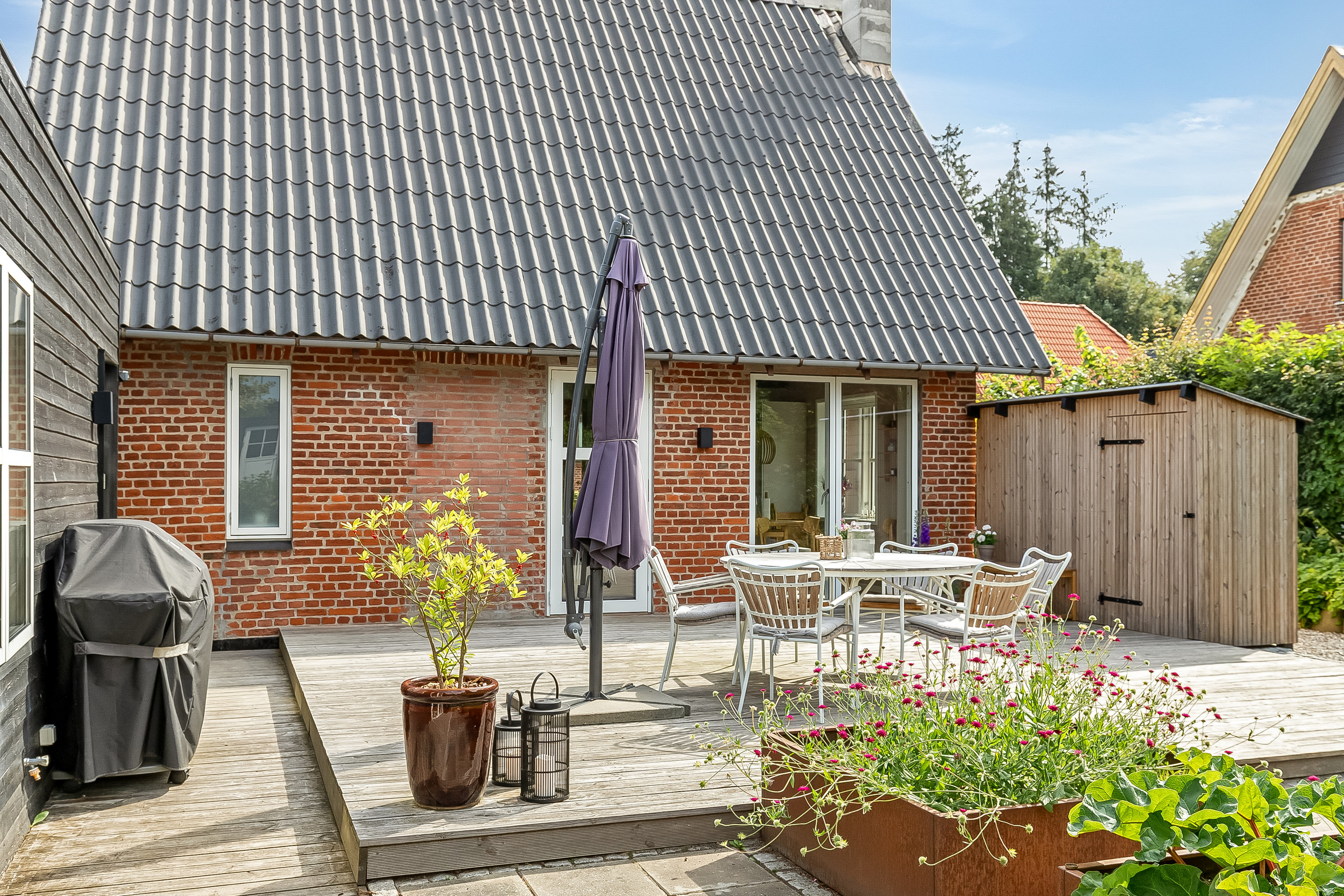 Fremhævet terrasse billede i fuldskærmstilstand. Billede af Nobilisvej 4, Grejsdal, 7100 Vejle