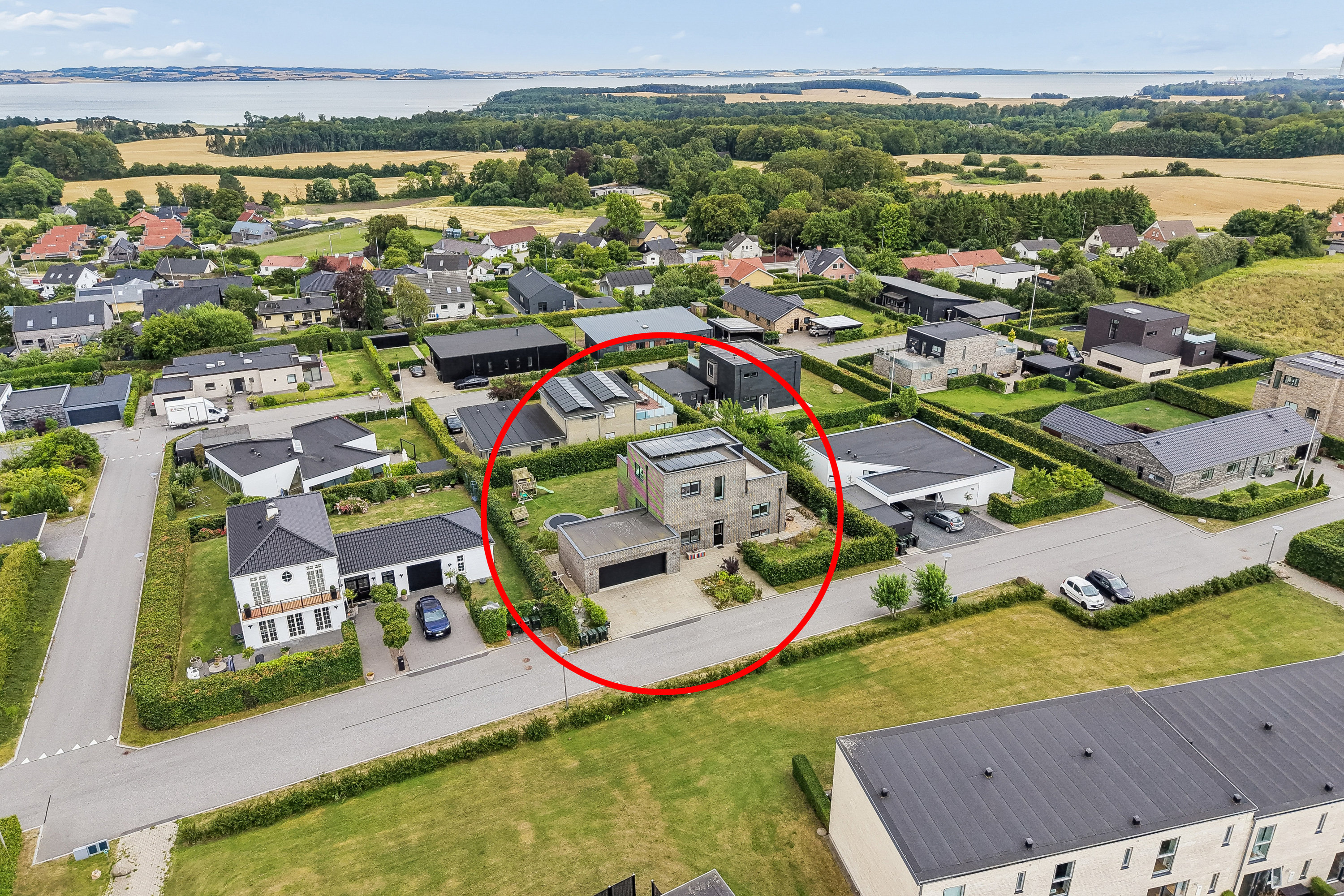 Fremhævet luftfoto billede i fuldskærmstilstand. Billede af Overblikket 16, Rodskov, 8543 Hornslet