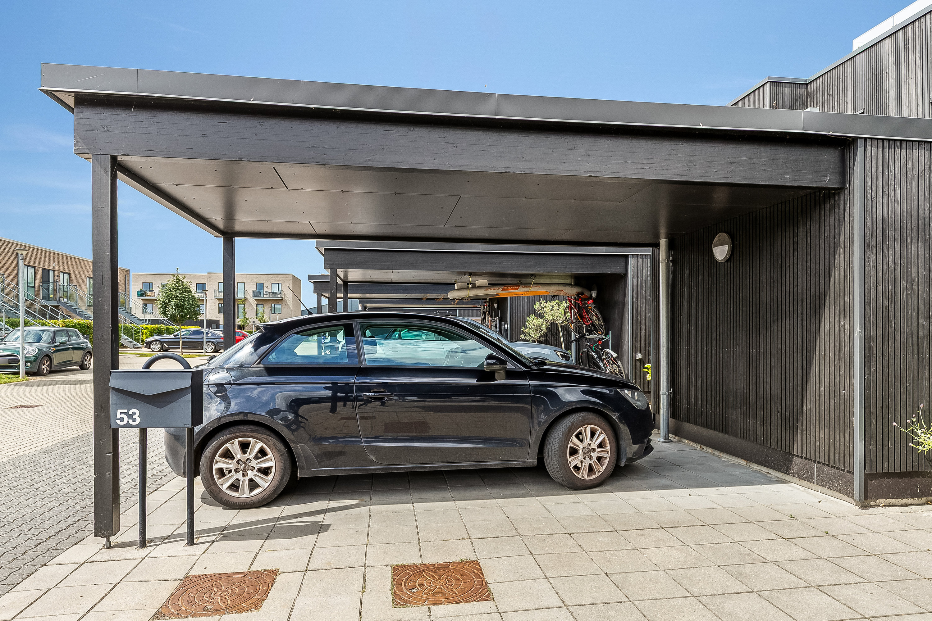 Fremhævet carport billede i fuldskærmstilstand. Billede af Beddingen 53, Skudehavnen, 7100 Vejle