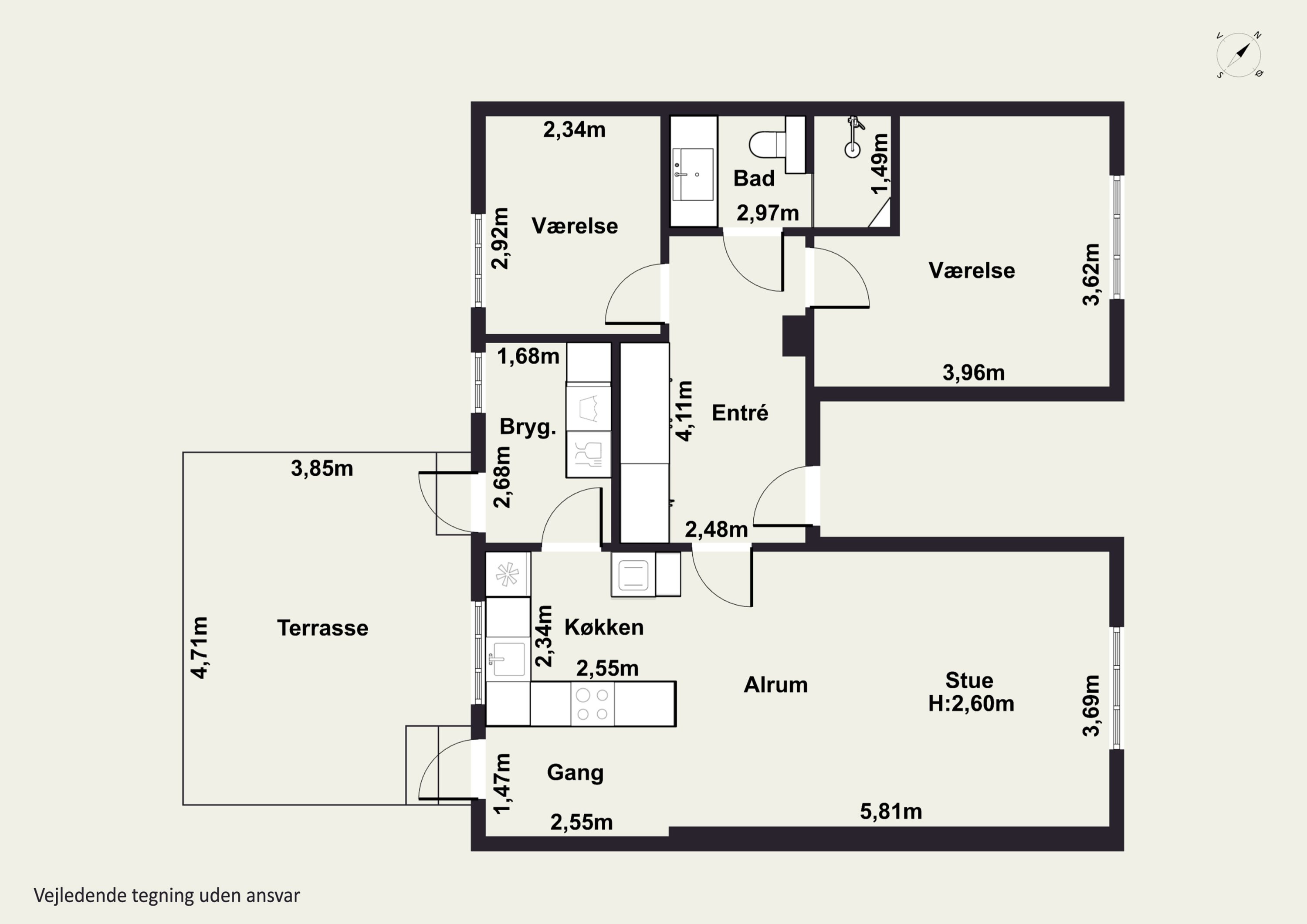 Plantegninger billede af Slotsgade 34B, st., 4200 Slagelse