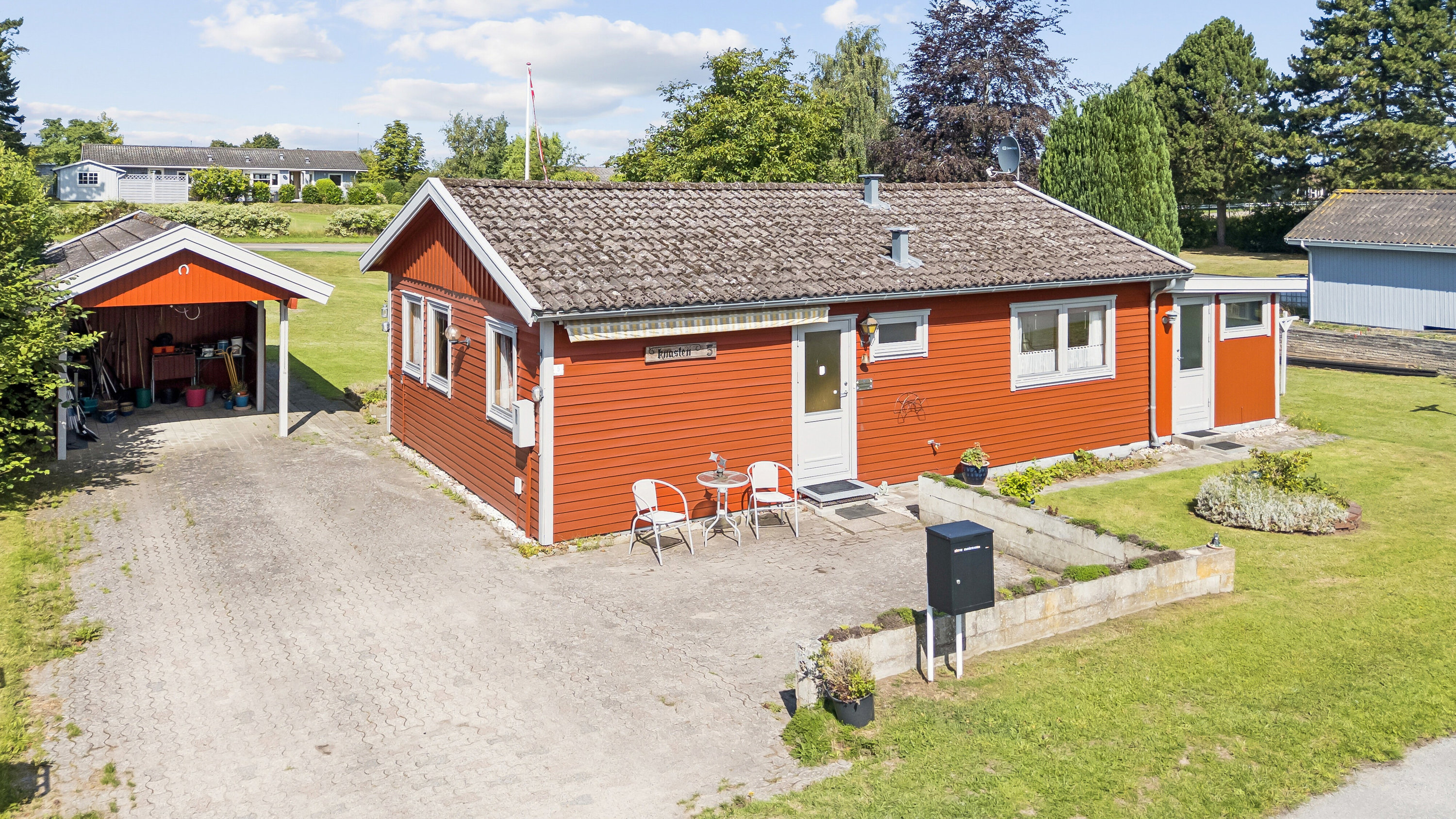 Fremhævet luftfoto billede i fuldskærmstilstand. Billede af Spurvevænget 5, Vellerup, 4050 Skibby