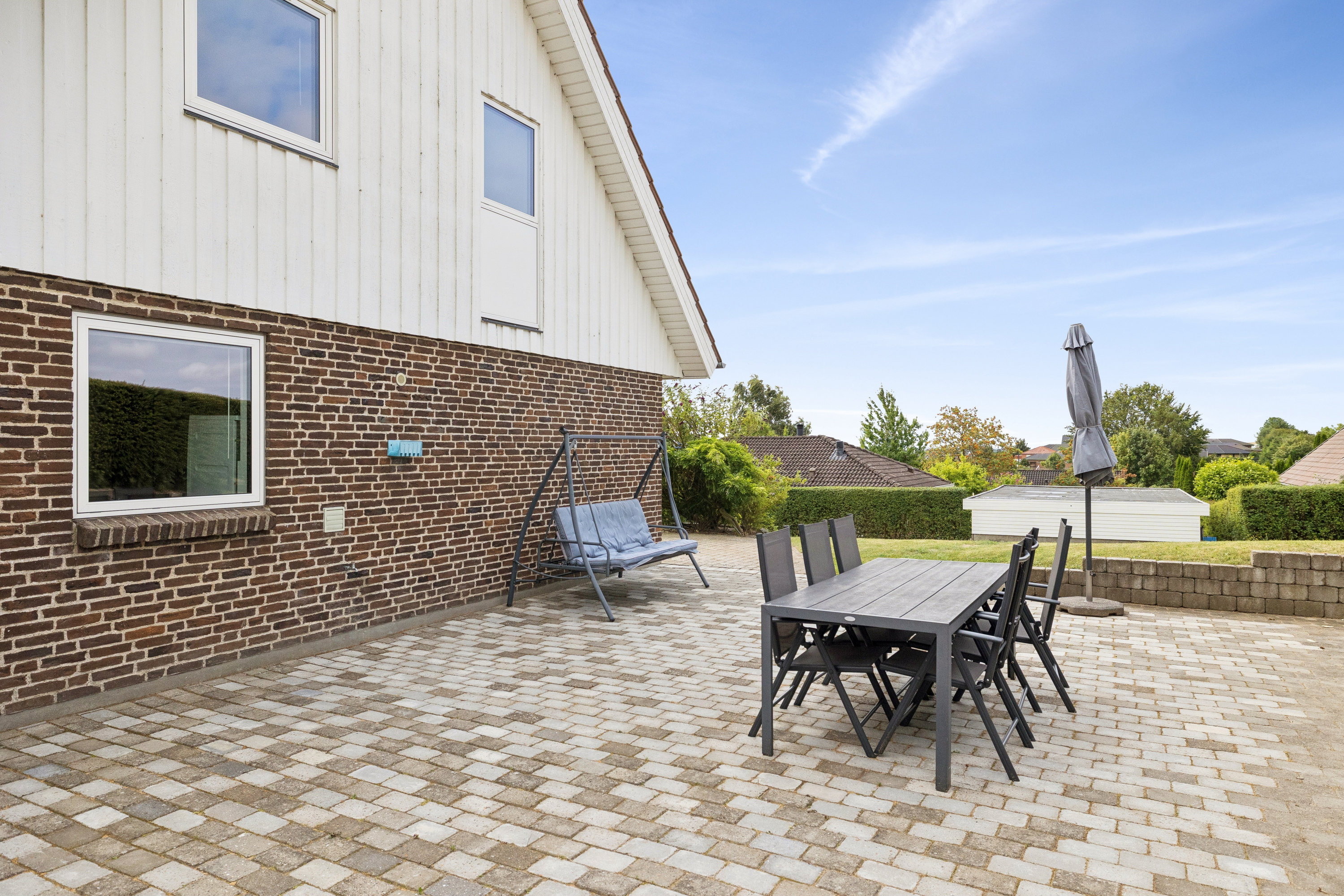 Fremhævet terrasse billede i fuldskærmstilstand. Billede af Højtoftevej 55, Tebstrup, 8660 Skanderborg