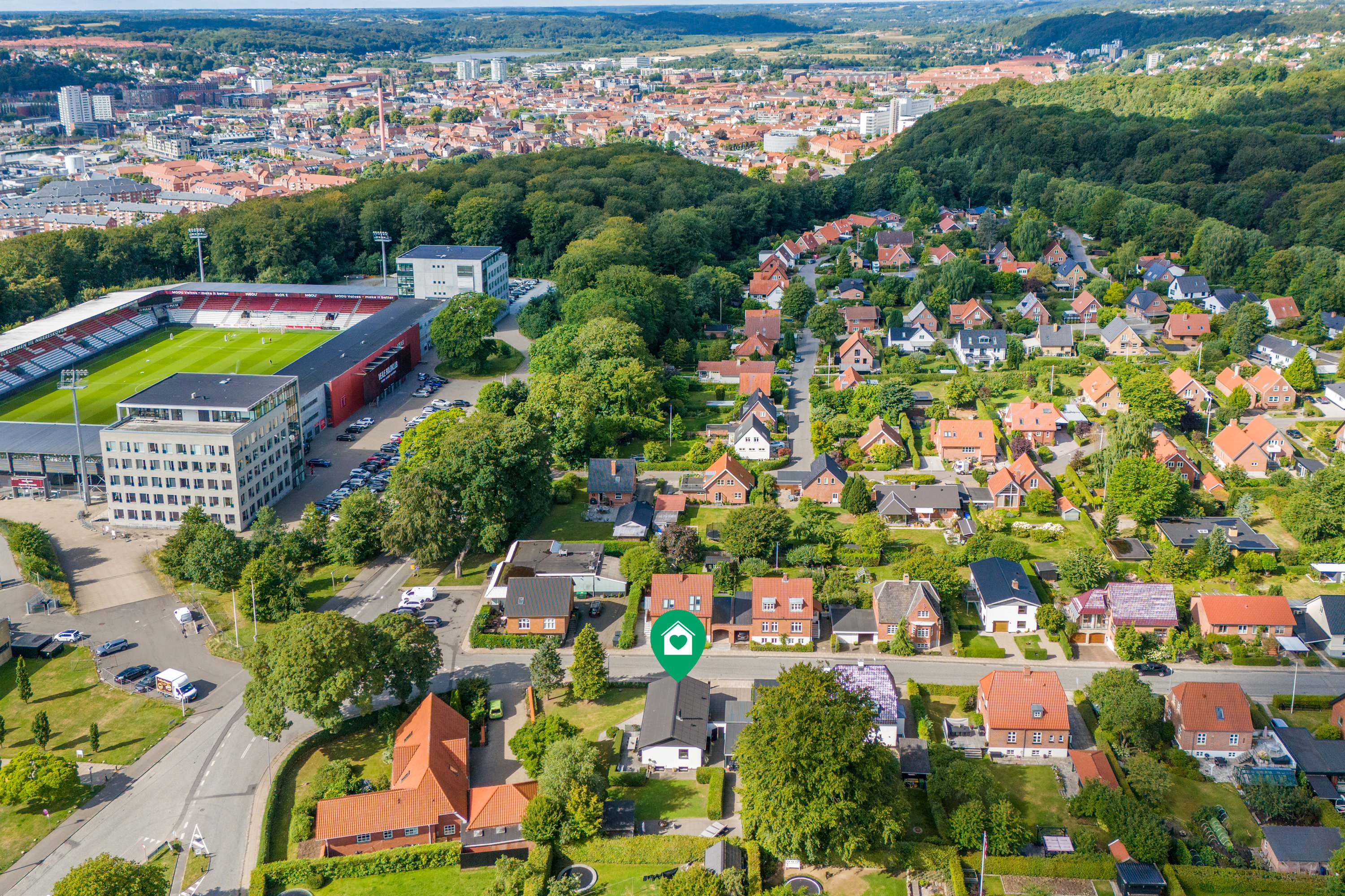 Fremhævet luftfoto billede i fuldskærmstilstand. Billede af Stadion Alle 25, 7100 Vejle