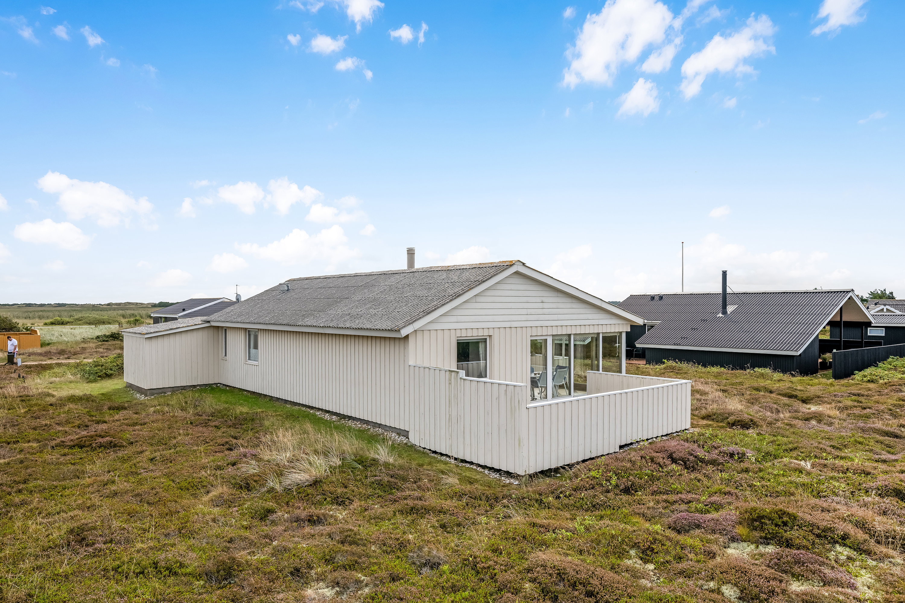 Fremhævet facade billede i fuldskærmstilstand. Billede af Auroravej 16, Bjerregaard, 6960 Hvide Sande