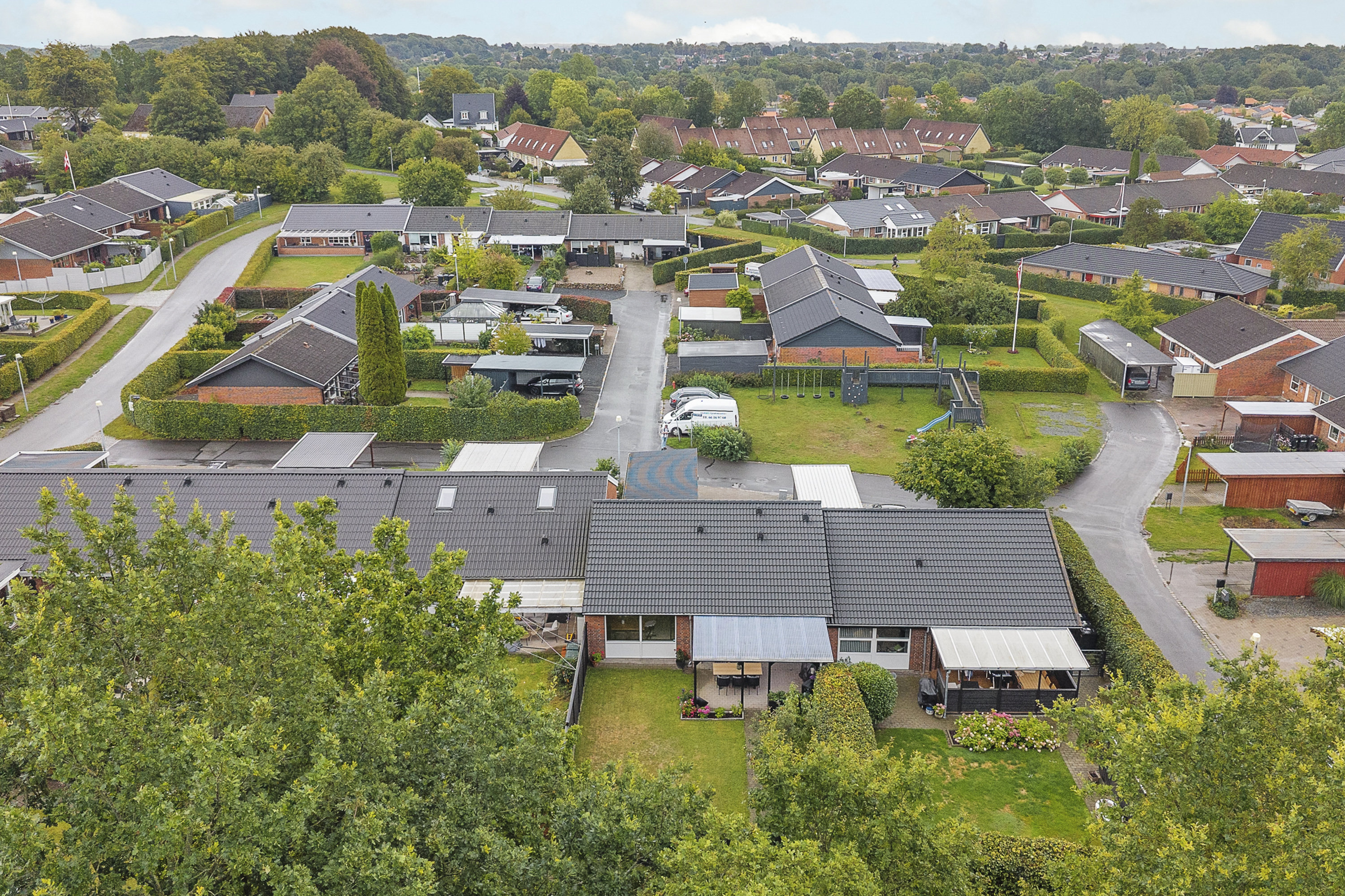 Fremhævet luftfoto billede i fuldskærmstilstand. Billede af Tranehøjen 334, Dyrup, 5250 Odense SV