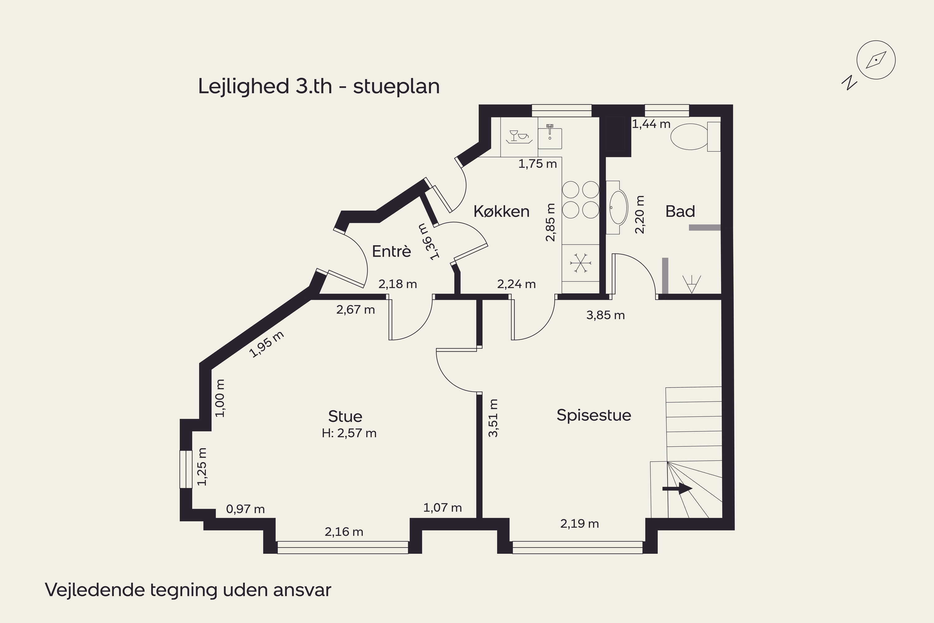Plantegninger billede af Hedemannsgade 17, 3. th., 8000 Aarhus C
