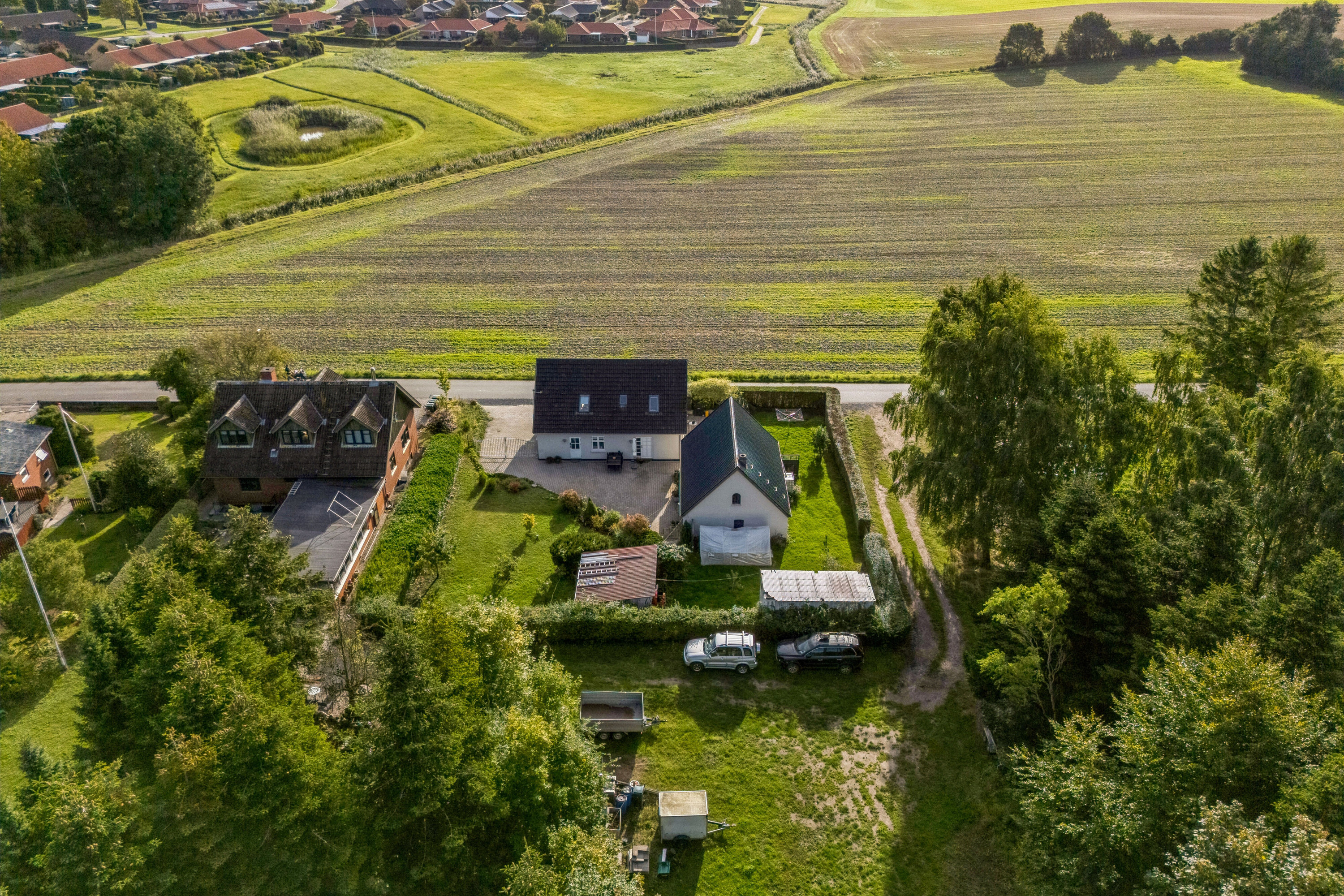 Fremhævet luftfoto billede i fuldskærmstilstand. Billede af Spangevej 20, Kragholm, 5900 Rudkøbing