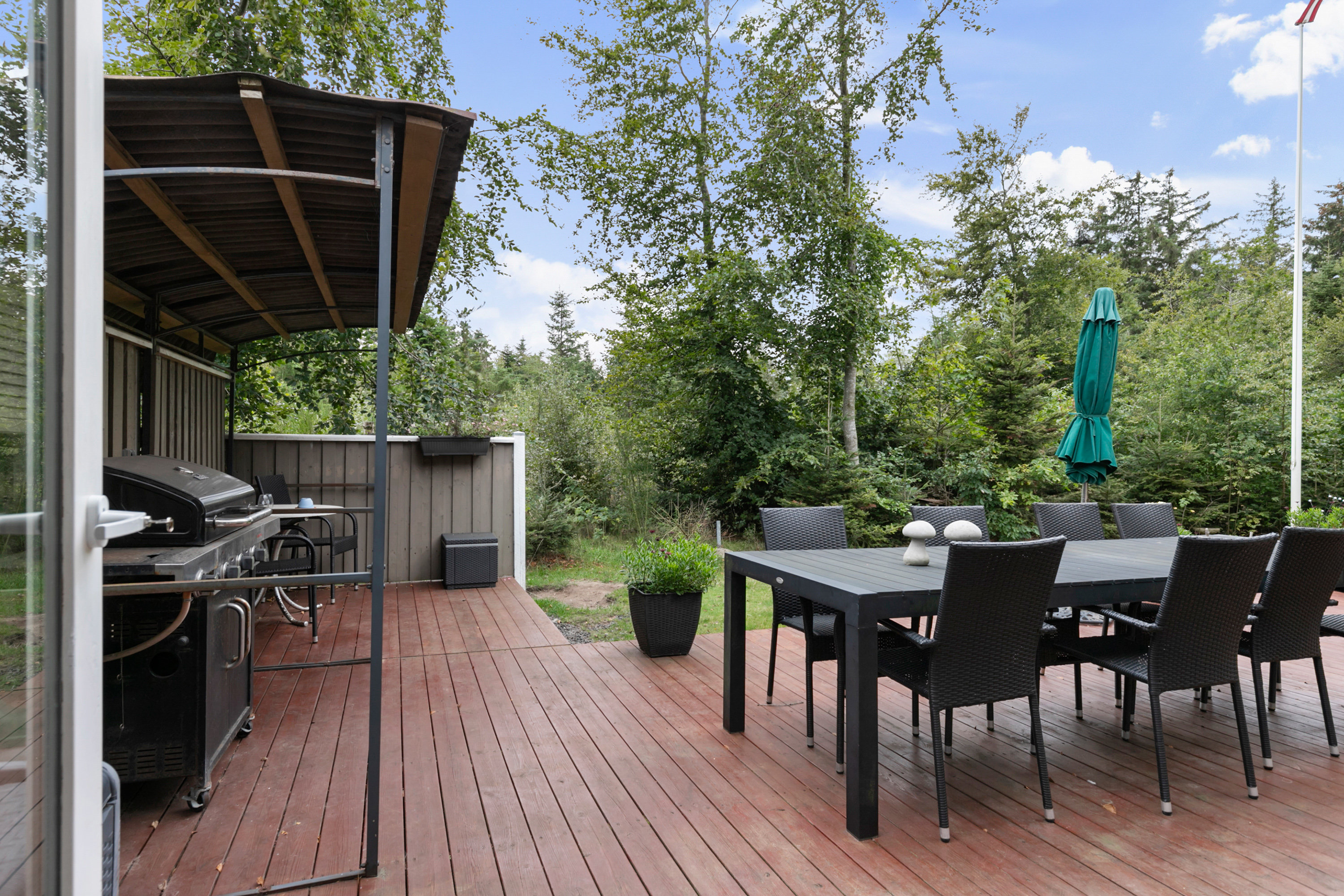 Fremhævet terrasse billede i fuldskærmstilstand. Billede af Guldagervej 1, Ejersted, 9493 Saltum