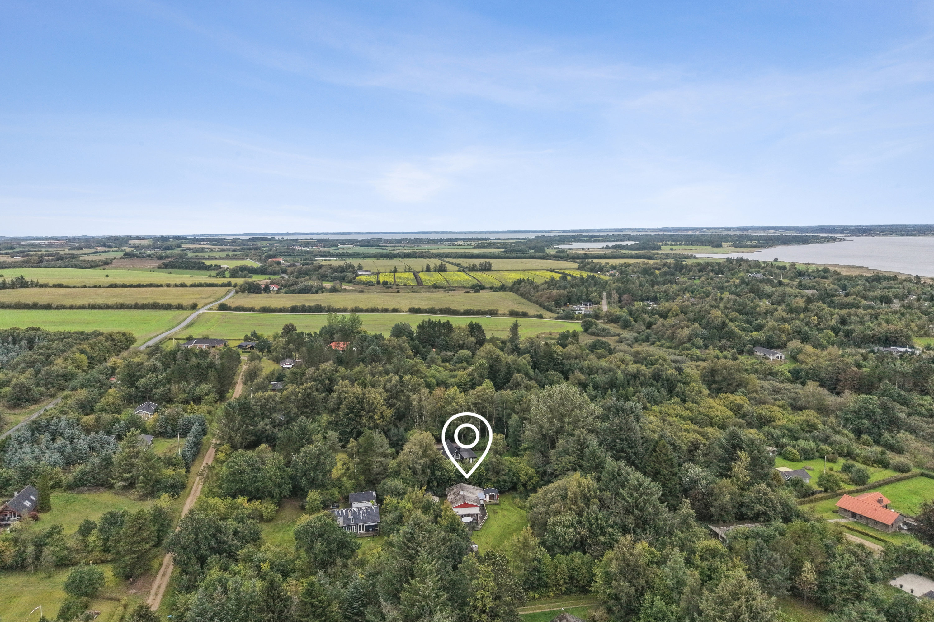 Fremhævet luftfoto billede i fuldskærmstilstand. Billede af Rylevej 11, Strandet, 7840 Højslev