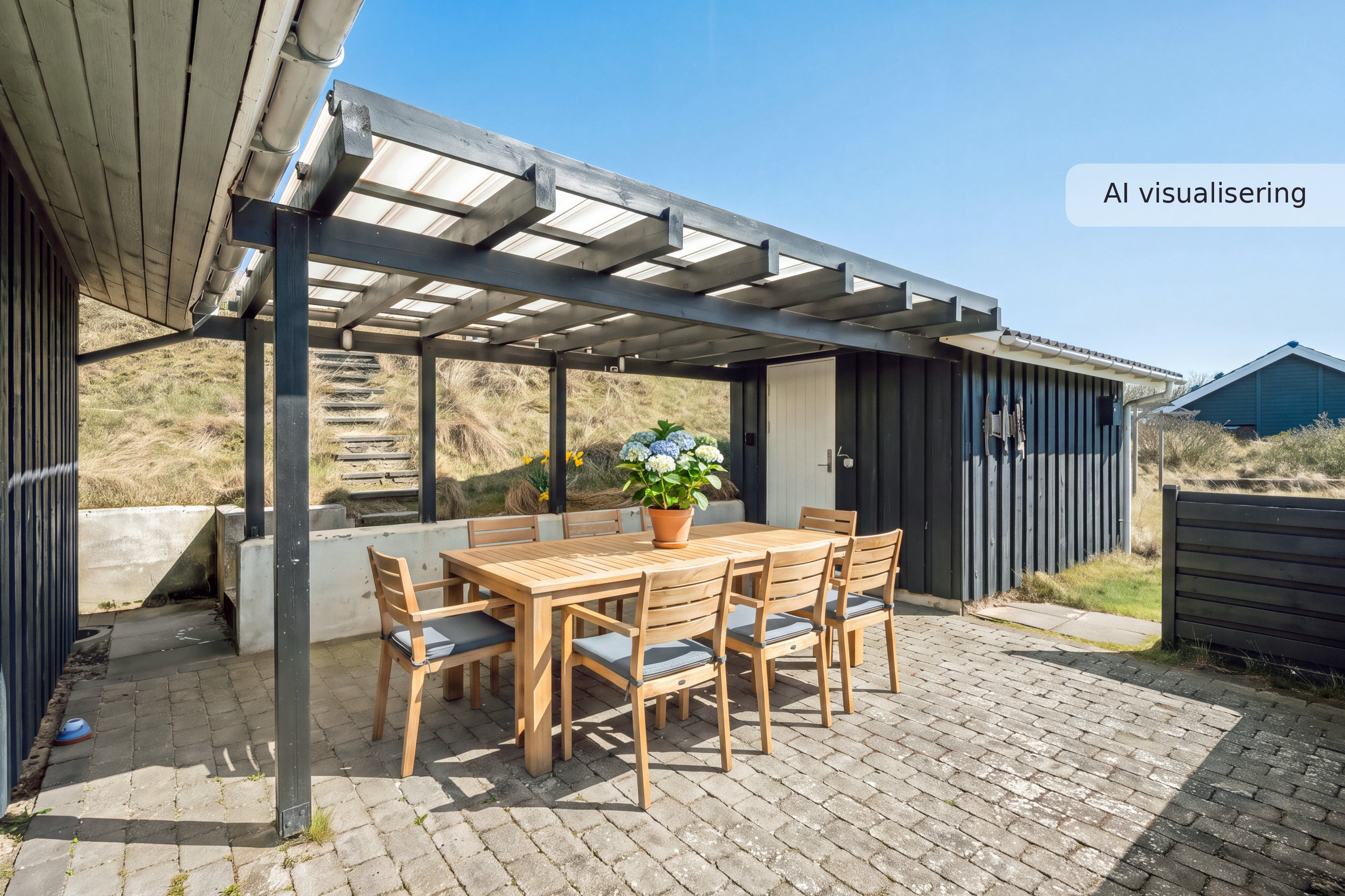 Fremhævet terrasse billede i fuldskærmstilstand. Billede af Lyngvej 34, Rindby Strand, 6720 Fanø