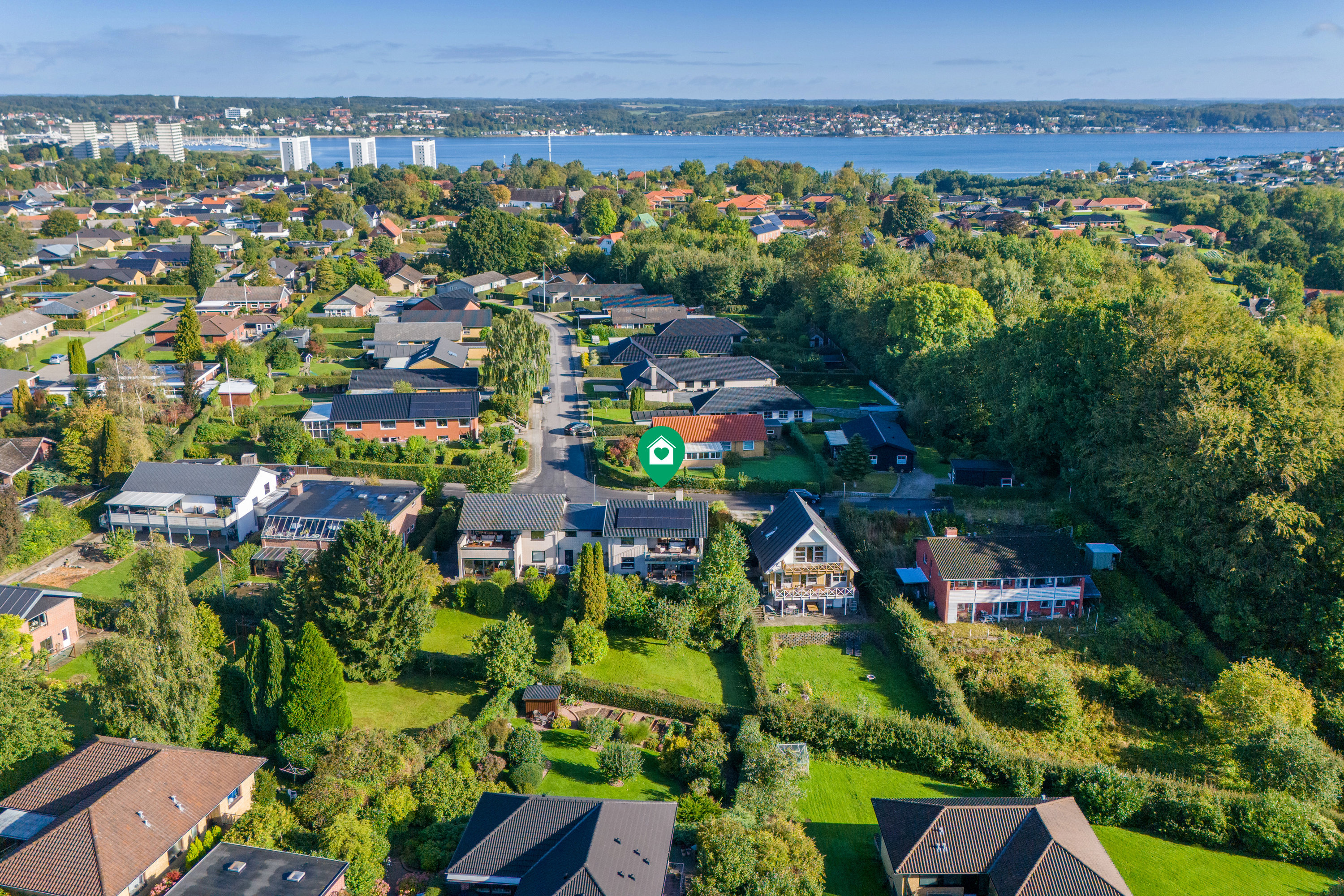 Fremhævet luftfoto billede i fuldskærmstilstand. Billede af Skovly 33, Tved, 6000 Kolding