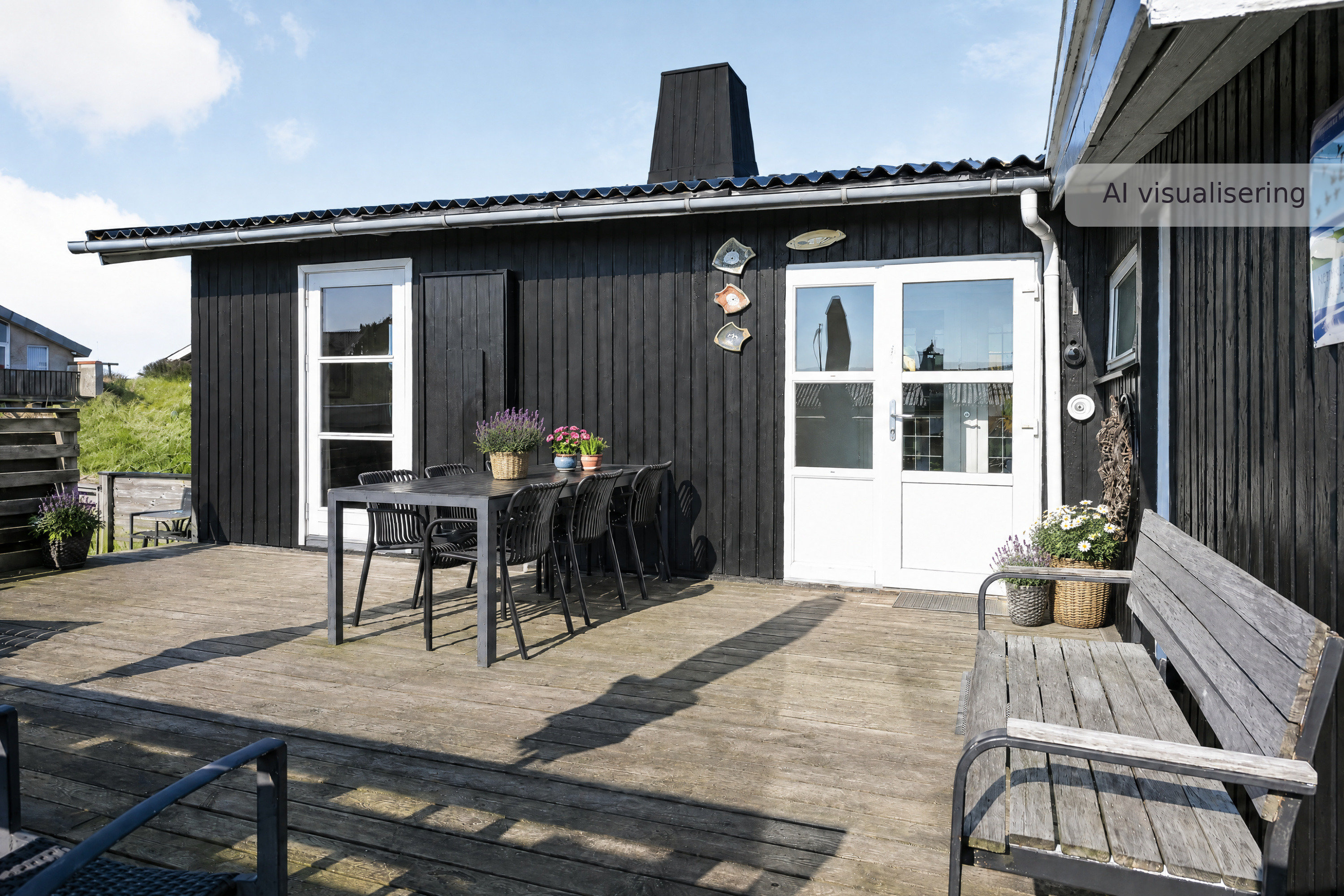Fremhævet terrasse billede i fuldskærmstilstand. Billede af Slunden 54, Rindby Strand, 6720 Fanø