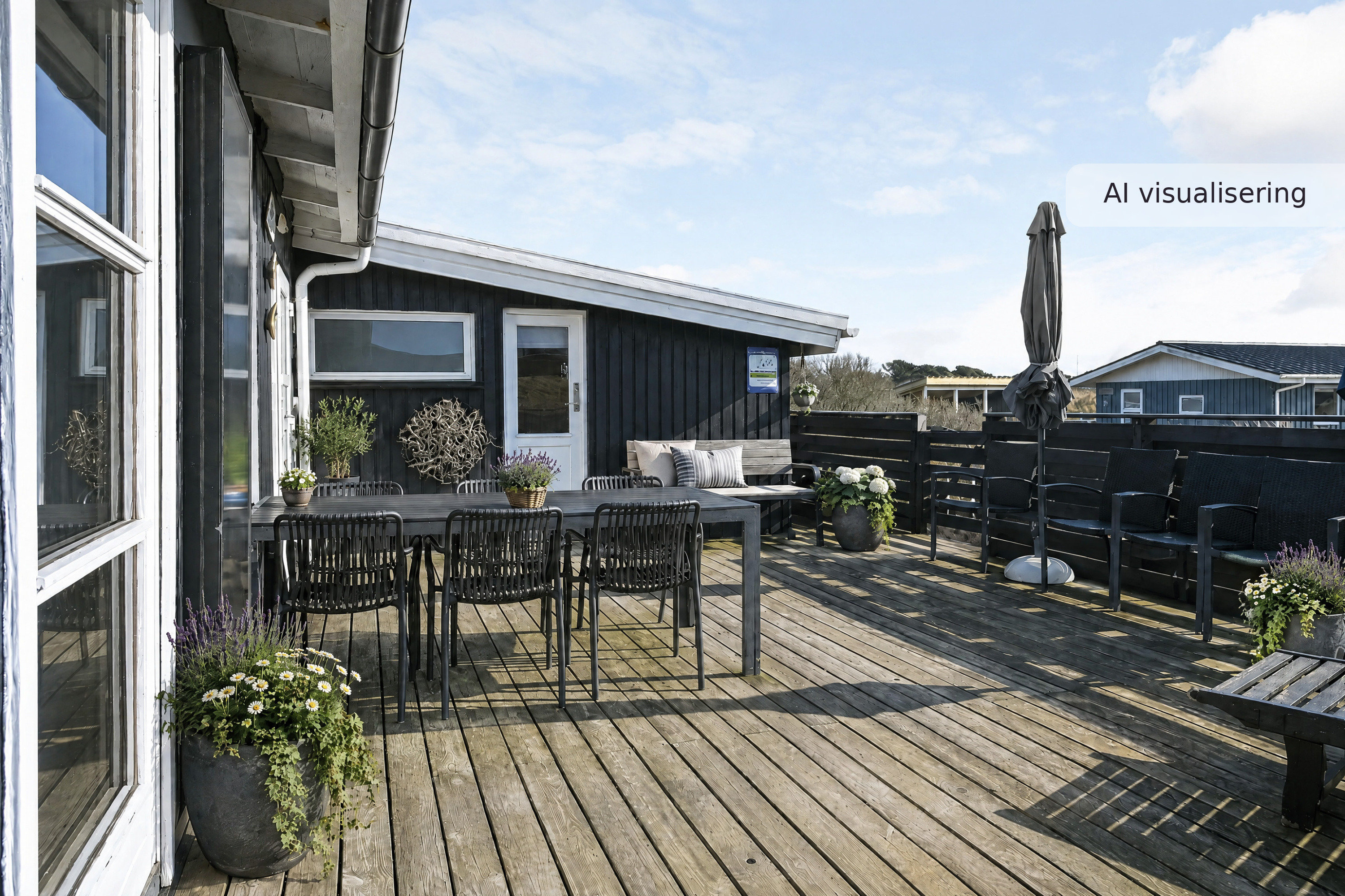 Fremhævet terrasse billede i fuldskærmstilstand. Billede af Slunden 54, Rindby Strand, 6720 Fanø