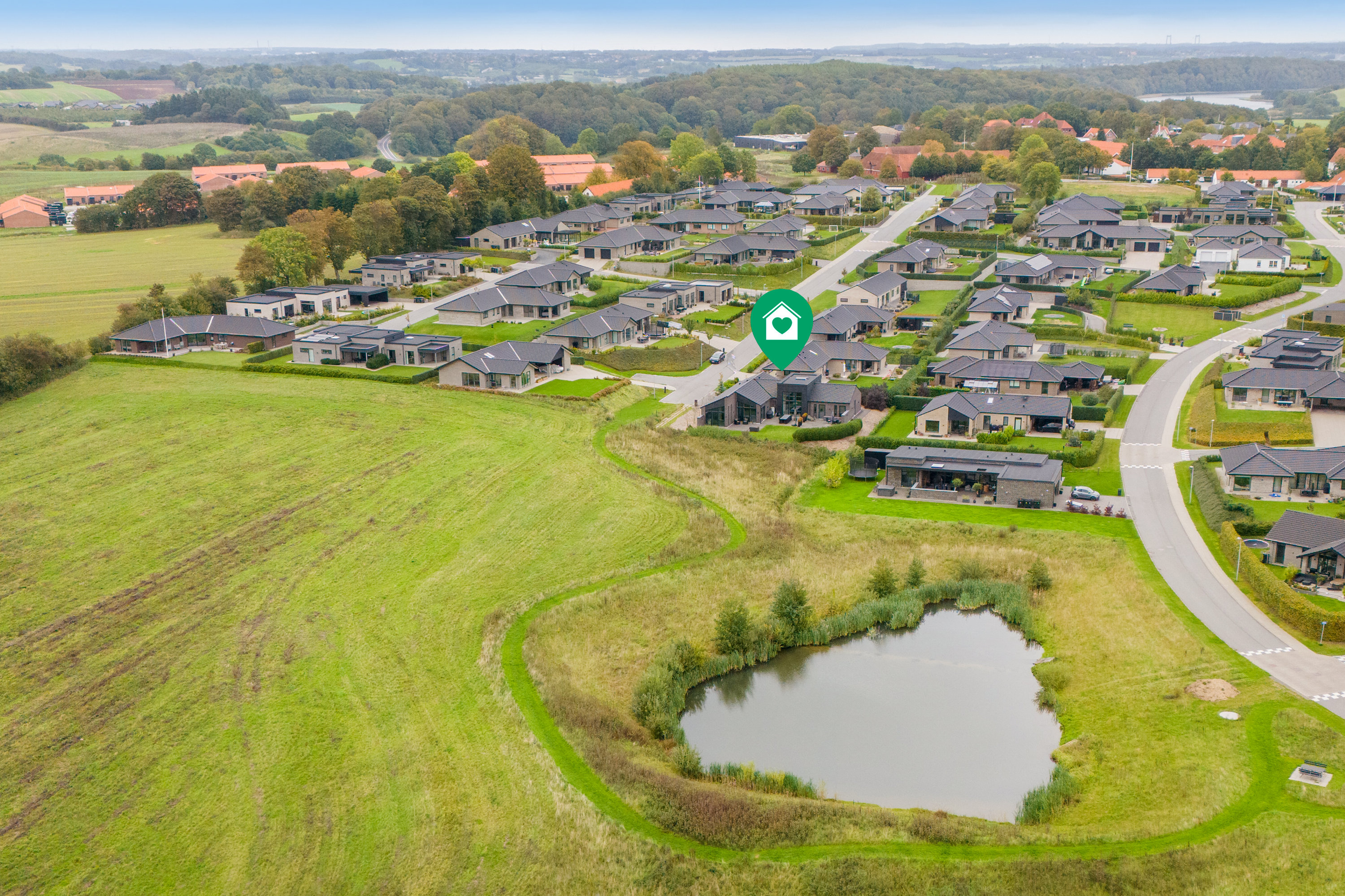 Fremhævet luftfoto billede i fuldskærmstilstand. Billede af Marielystvej 23, Nr Bjert, 6000 Kolding