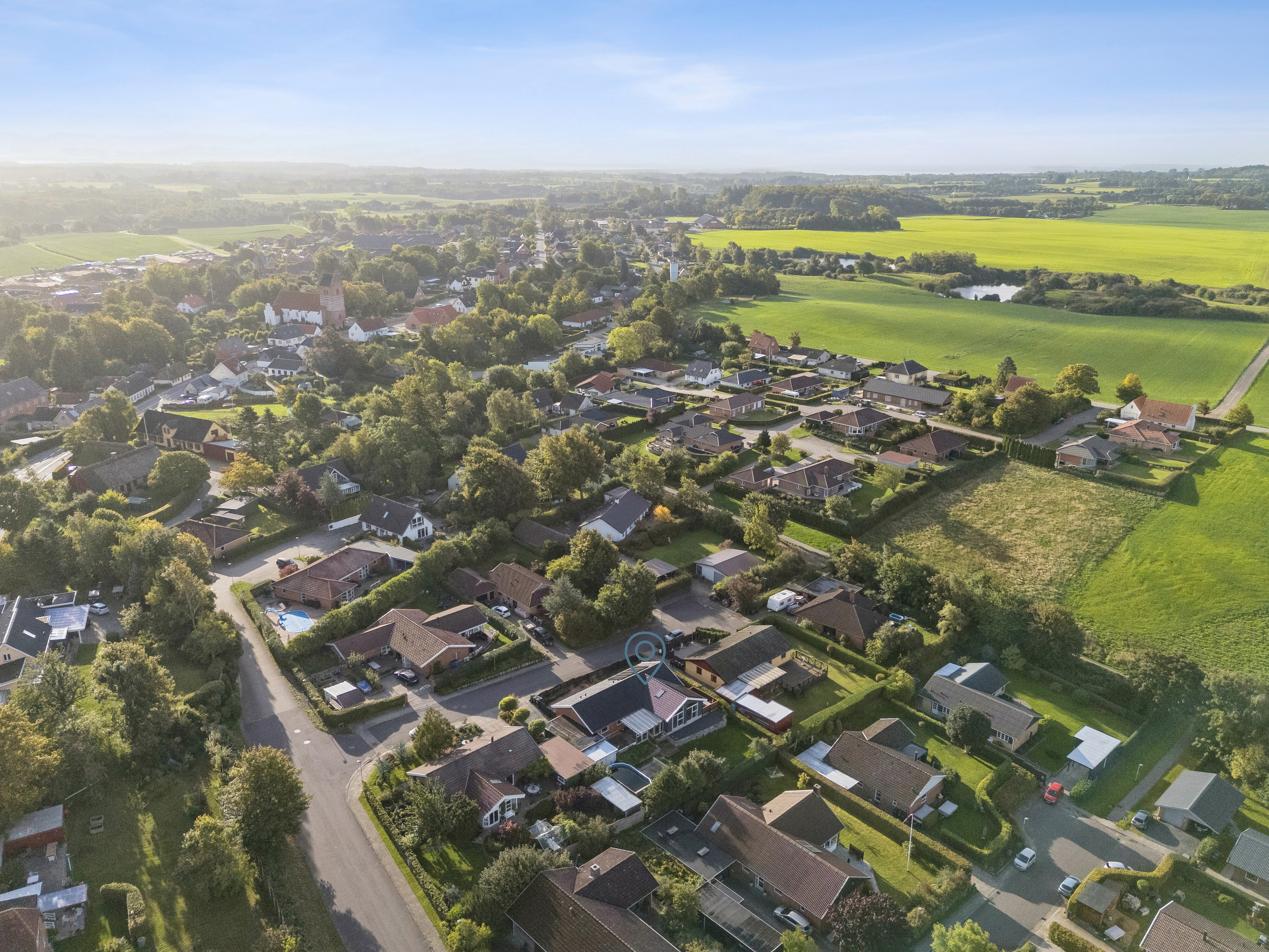 Fremhævet luftfoto billede i fuldskærmstilstand. Billede af Ørnevej 4, Kongsted, 4683 Rønnede
