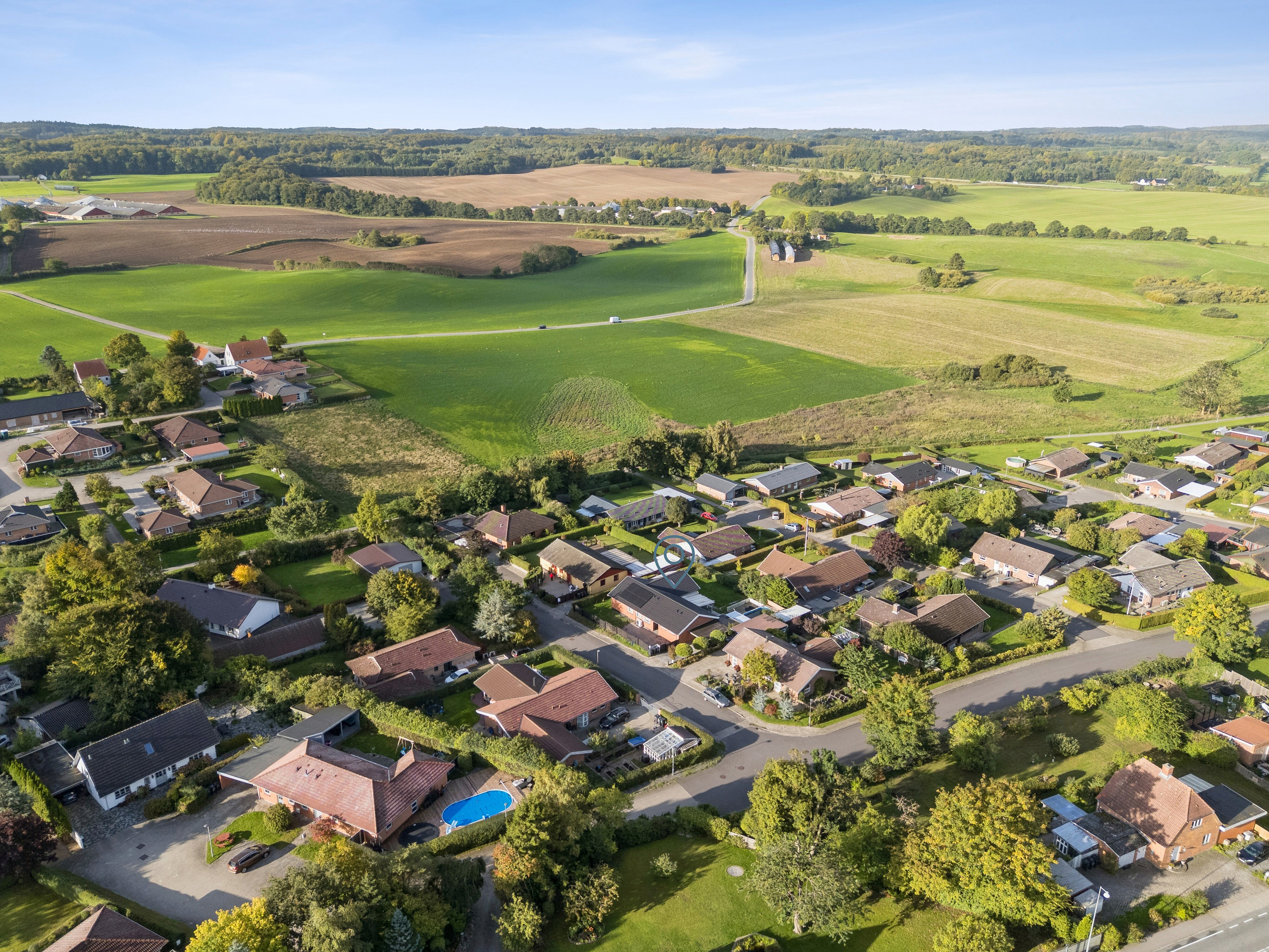 Fremhævet luftfoto billede i fuldskærmstilstand. Billede af Ørnevej 4, Kongsted, 4683 Rønnede