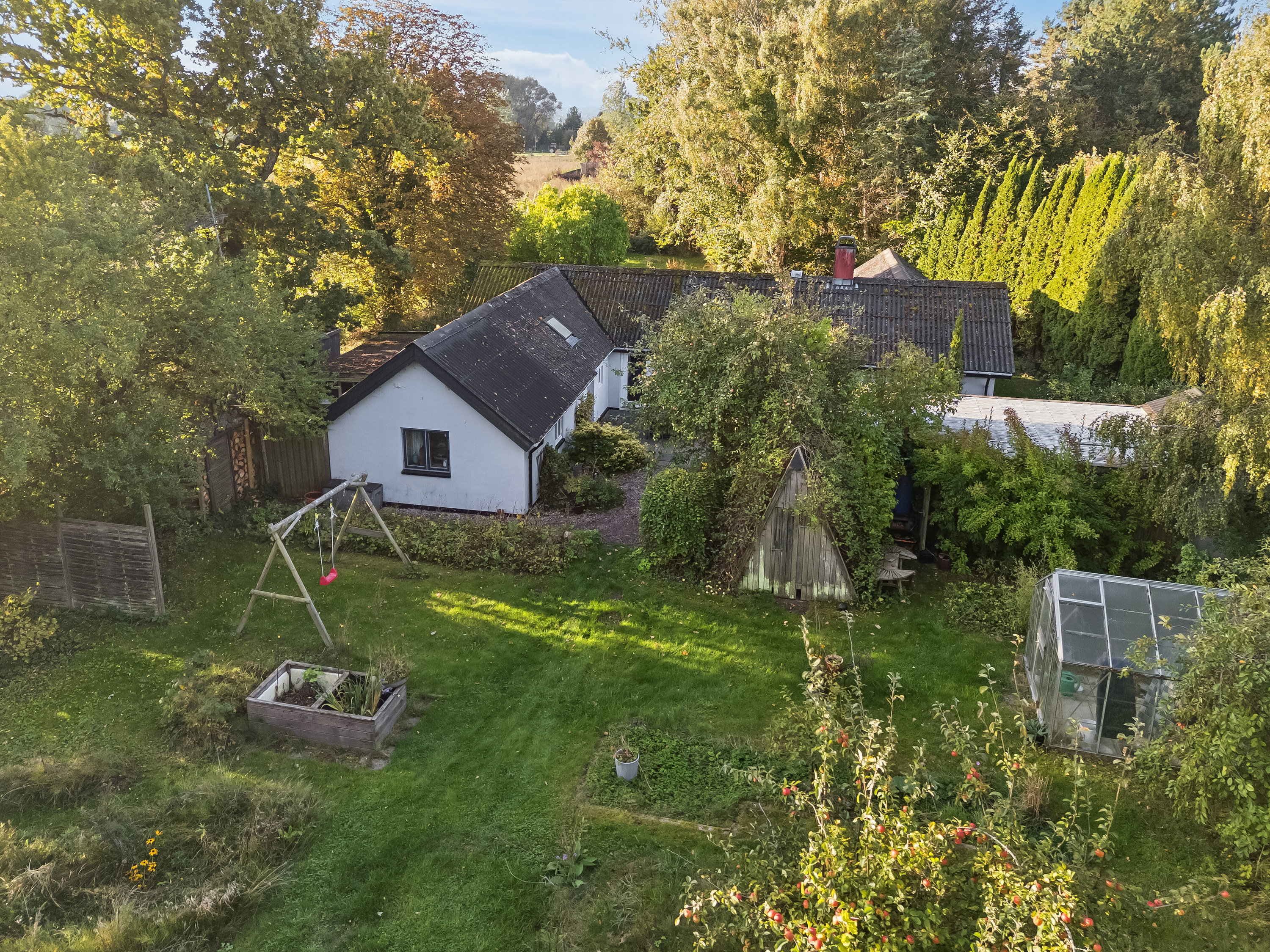 Fremhævet set fra haven billede i fuldskærmstilstand. Billede af Gudumvej 14, Gudum, 4200 Slagelse