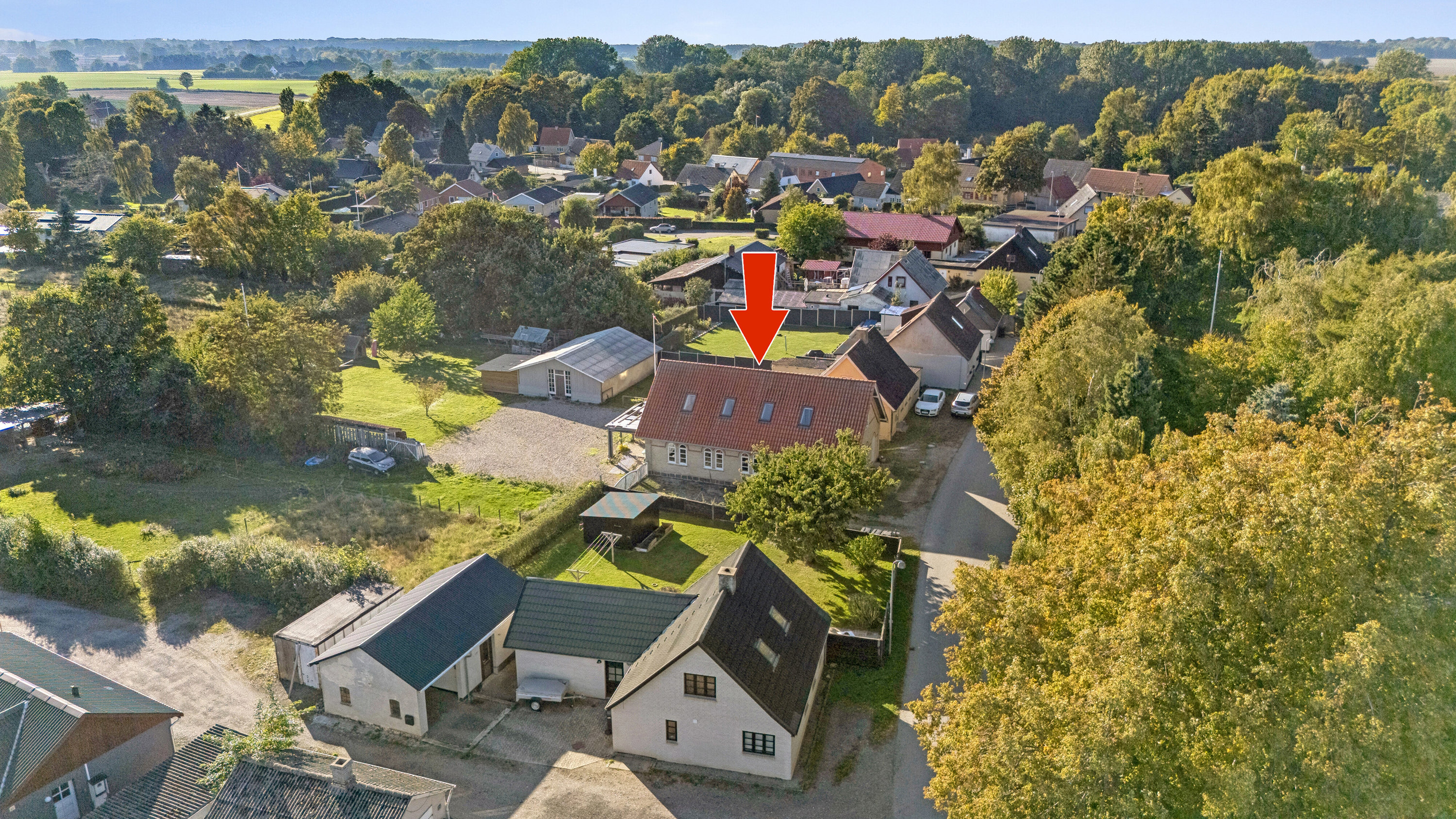 Fremhævet luftfoto billede i fuldskærmstilstand. Billede af Møllevej 12, Tornemark, 4262 Sandved