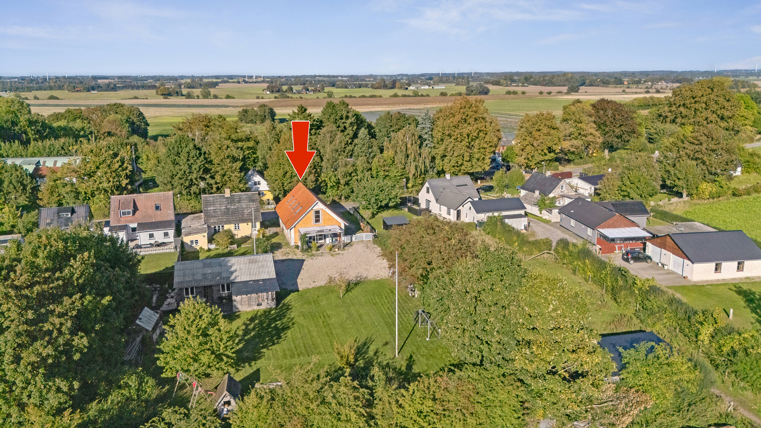 Fremhævet luftfoto billede i fuldskærmstilstand. Billede af Møllevej 12, Tornemark, 4262 Sandved