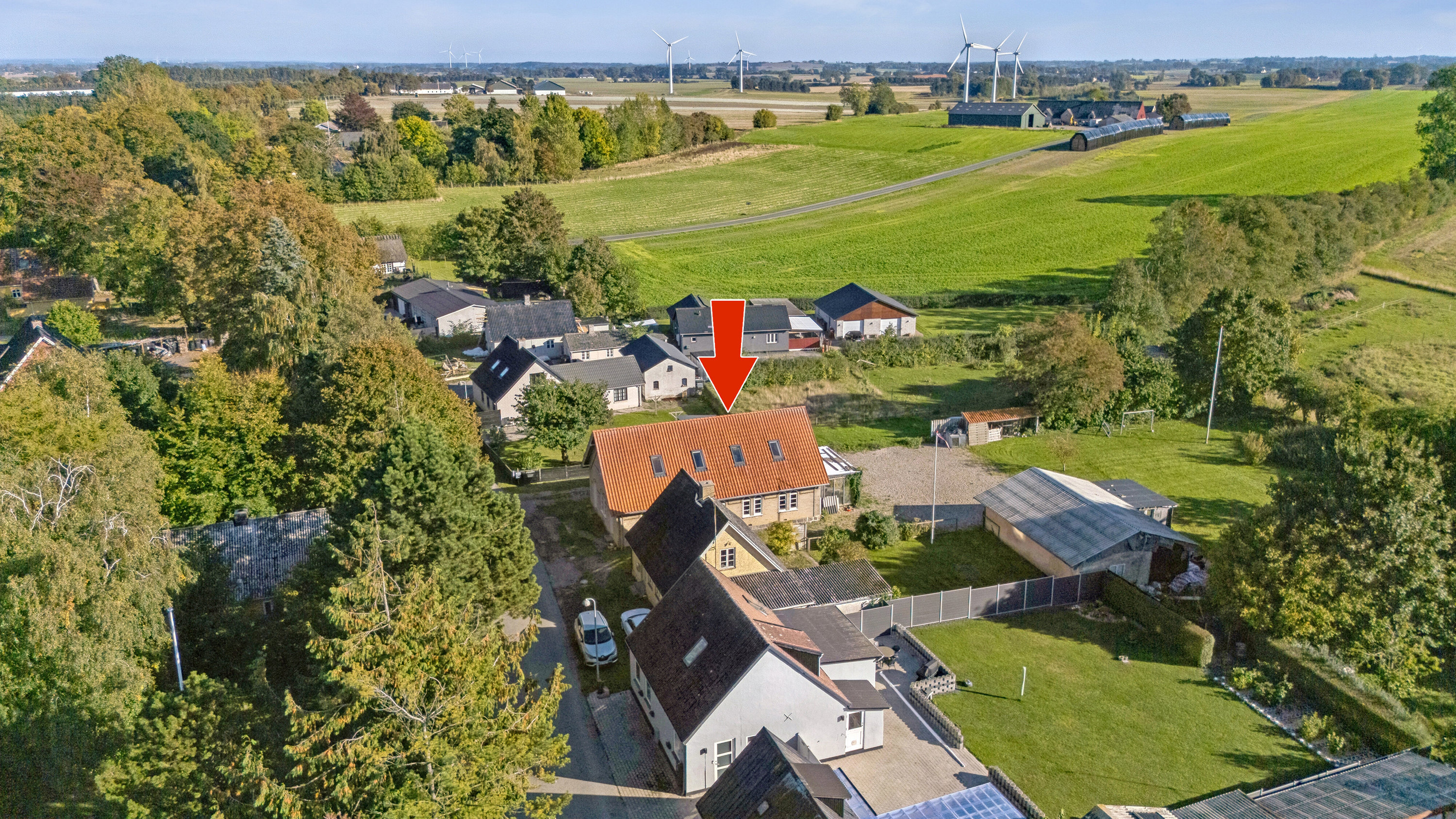 Fremhævet luftfoto billede i fuldskærmstilstand. Billede af Møllevej 12, Tornemark, 4262 Sandved