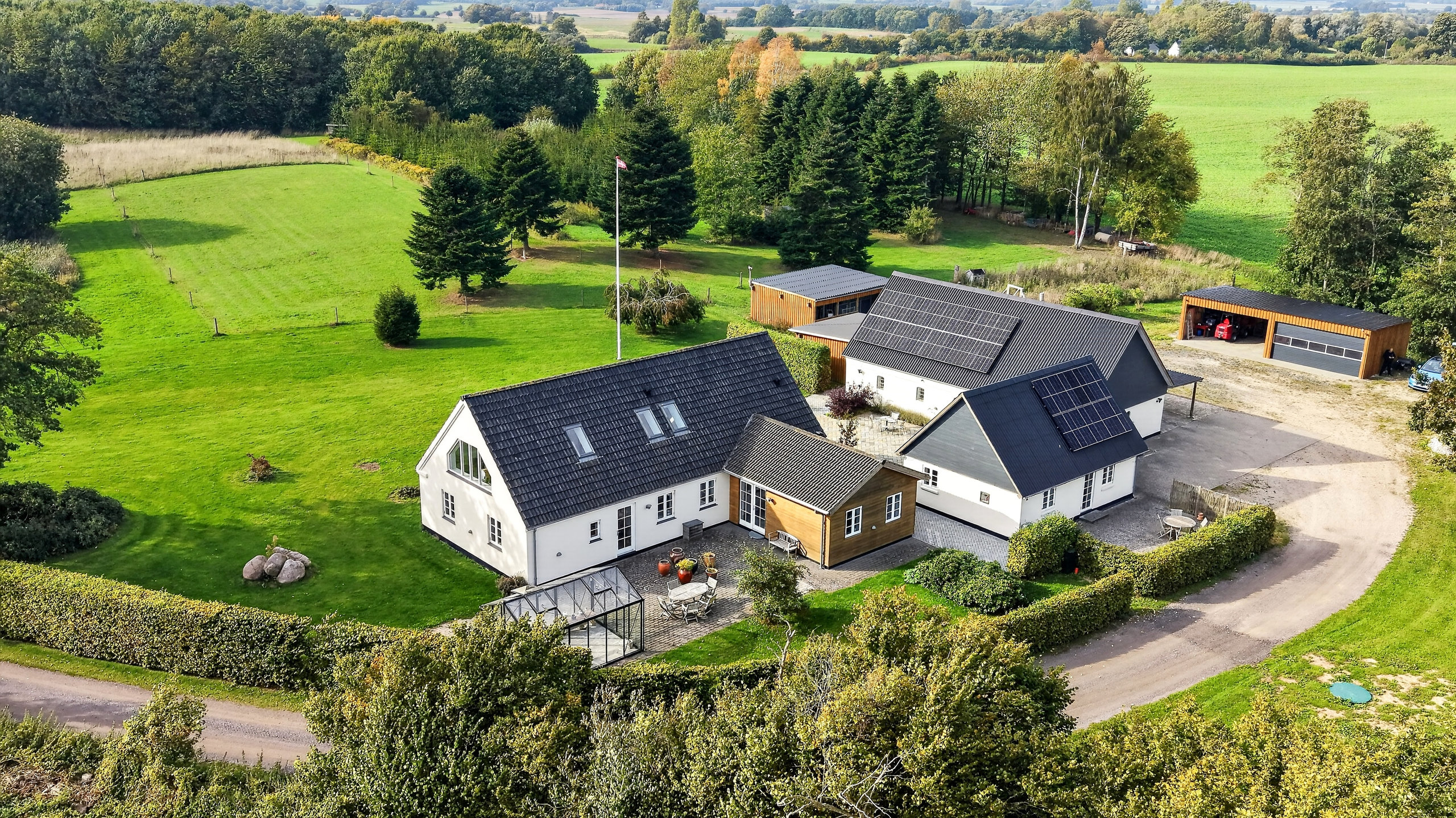 Fremhævet luftfoto billede i fuldskærmstilstand. Billede af Hammershusvej 77, Bårup, 4370 Store Merløse