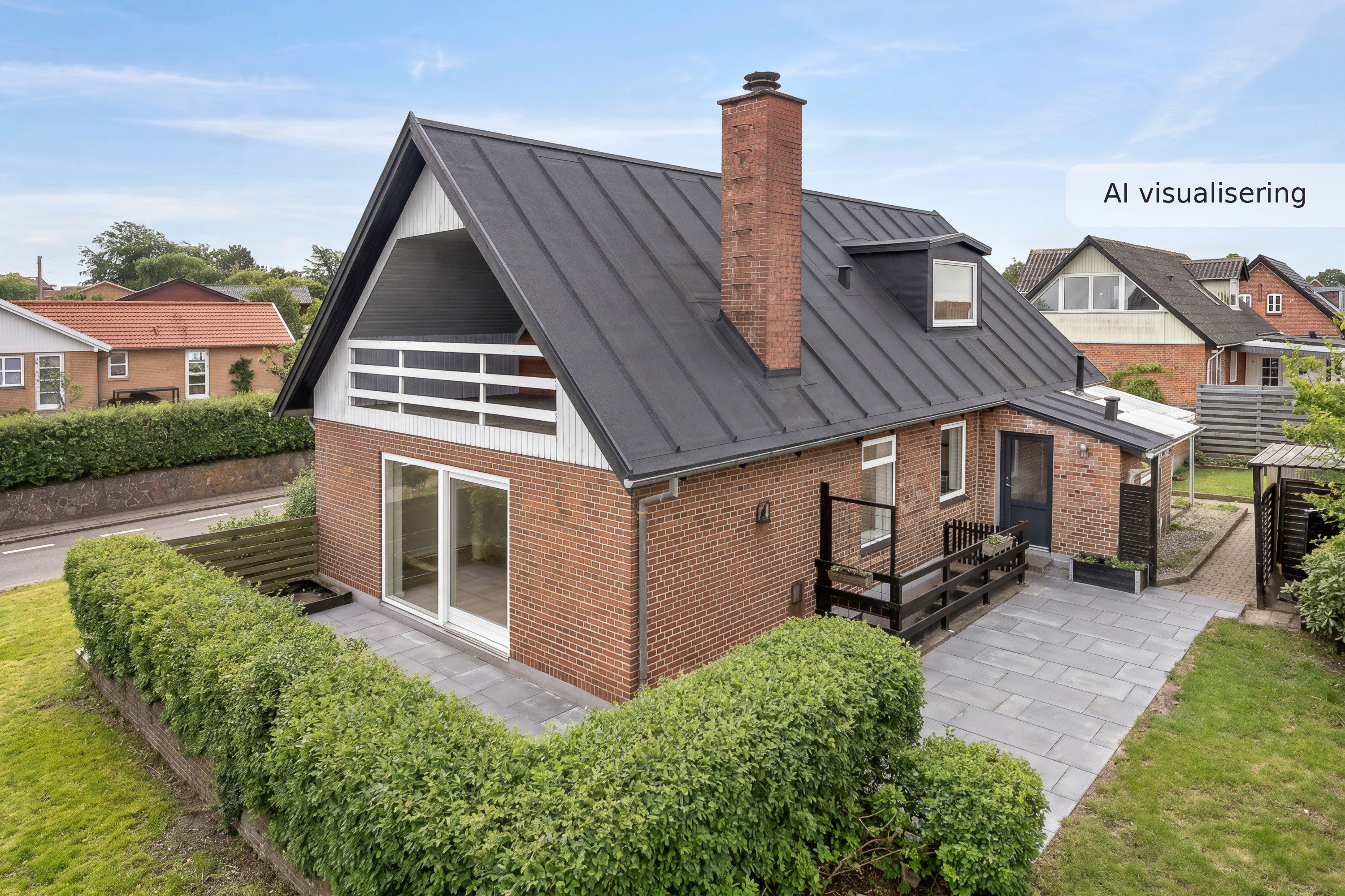 Miniature skyderbillede af nybolig visual — udendørs — facade (visualisering nr. 6449). Billede af Erlevvej 68, 6100 Haderslev