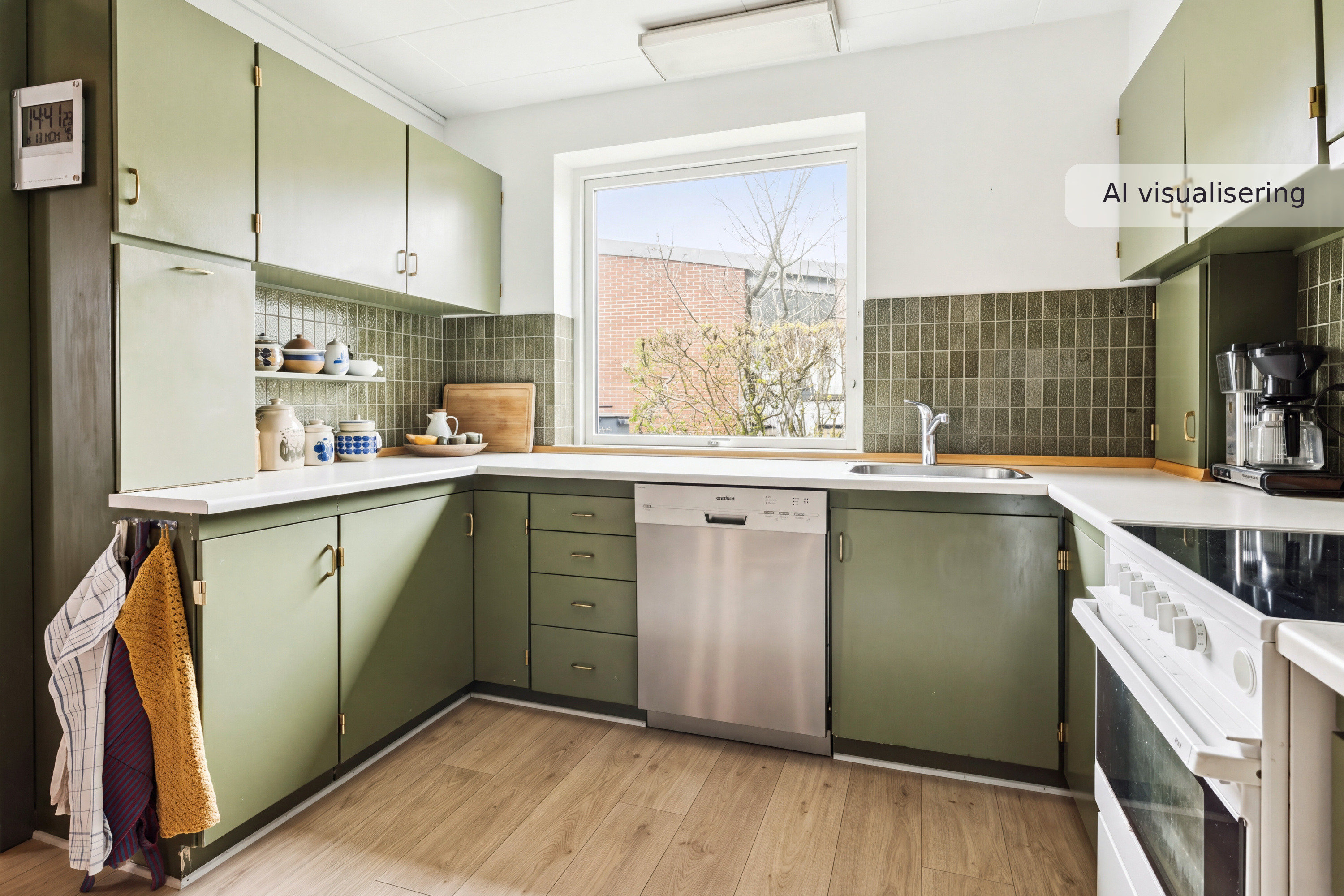 Fremhævet nybolig visual — køkken — skandinavisk (visualisering nr. 15461) billede i fuldskærmstilstand. Billede af Kløvevej 26, Skørring, 8544 Mørke