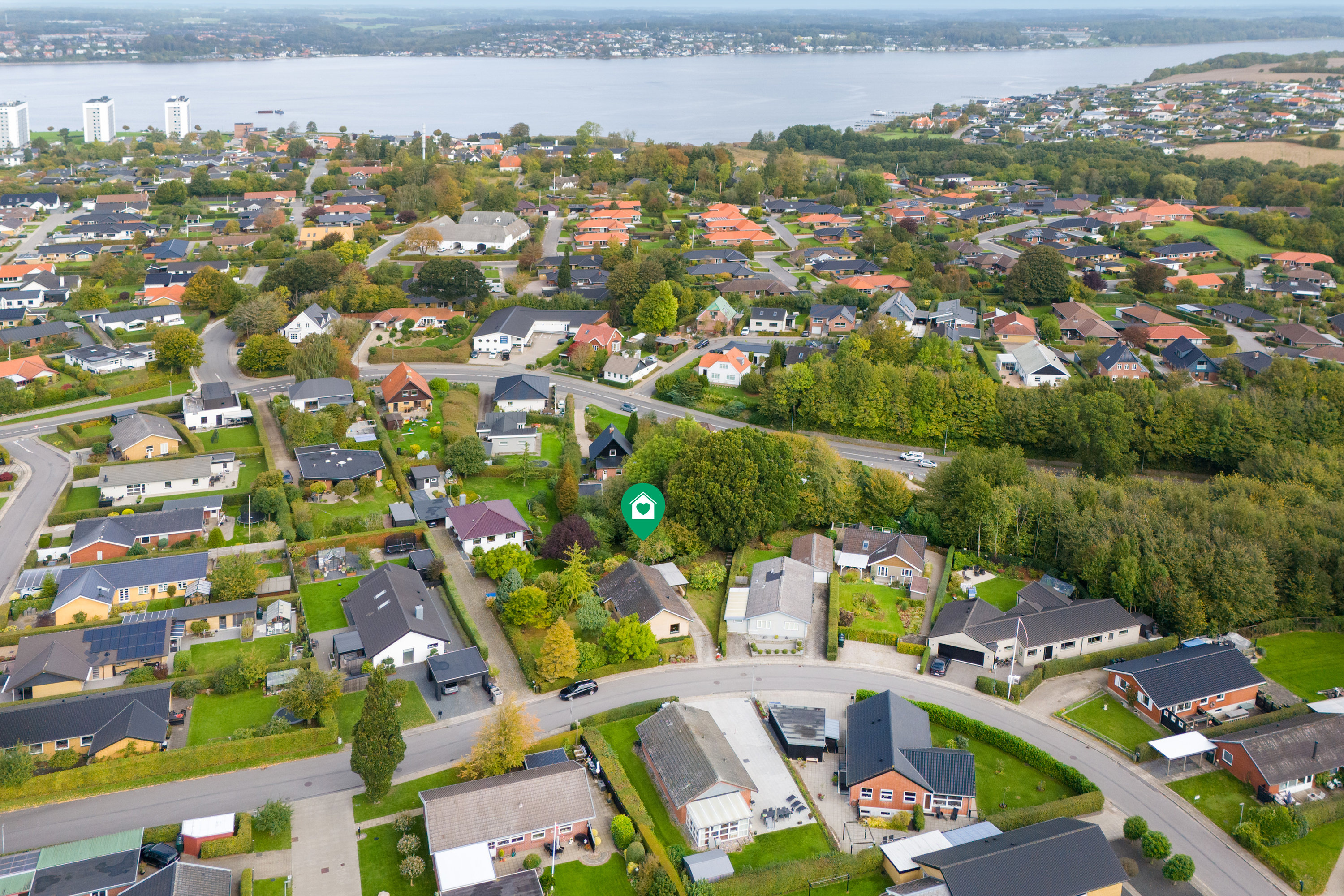 Fremhævet luftfoto billede i fuldskærmstilstand. Billede af Skovly 7, Tved, 6000 Kolding