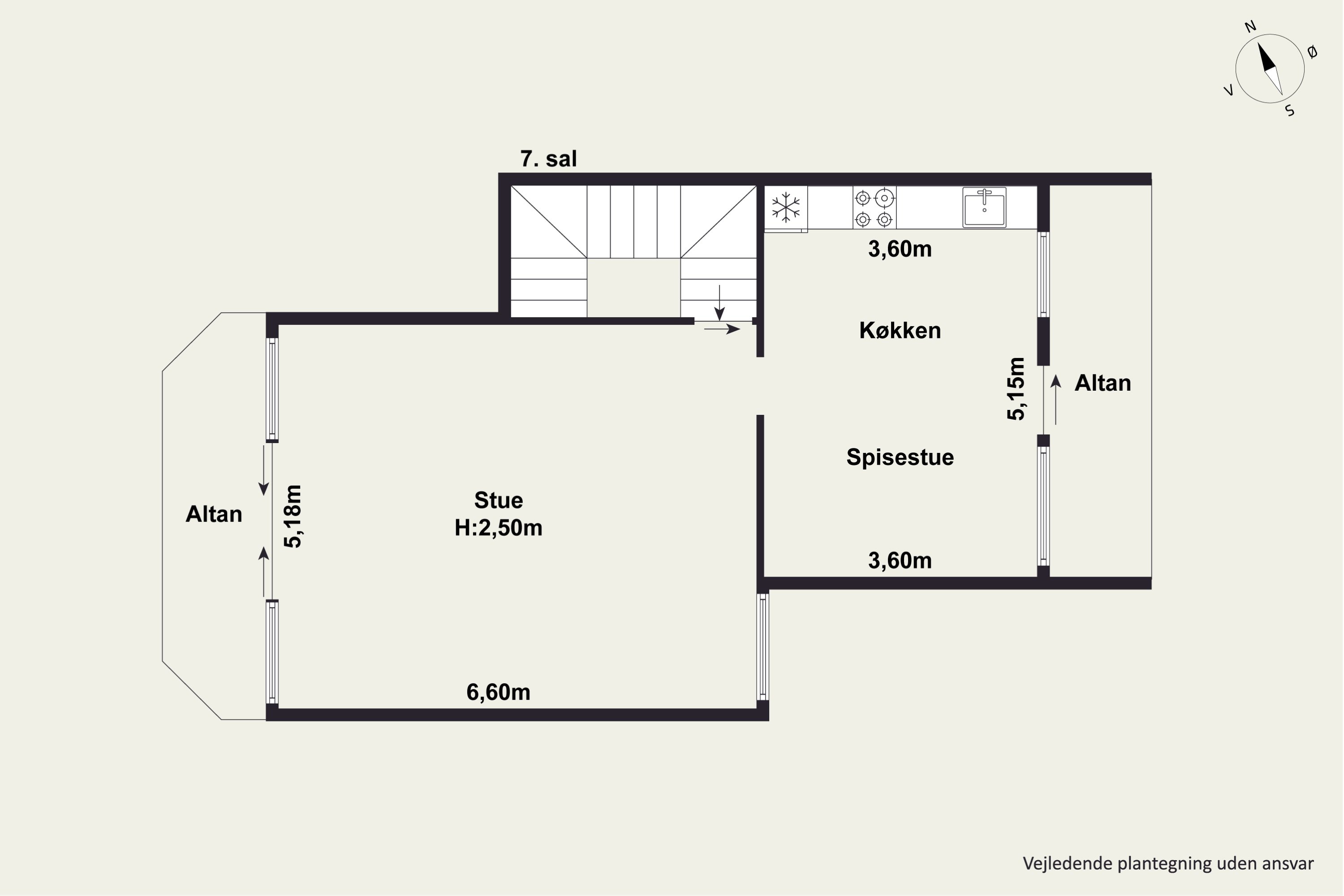 Plantegninger billede af Marselis Boulevard 38, 6. 608., 8000 Aarhus C