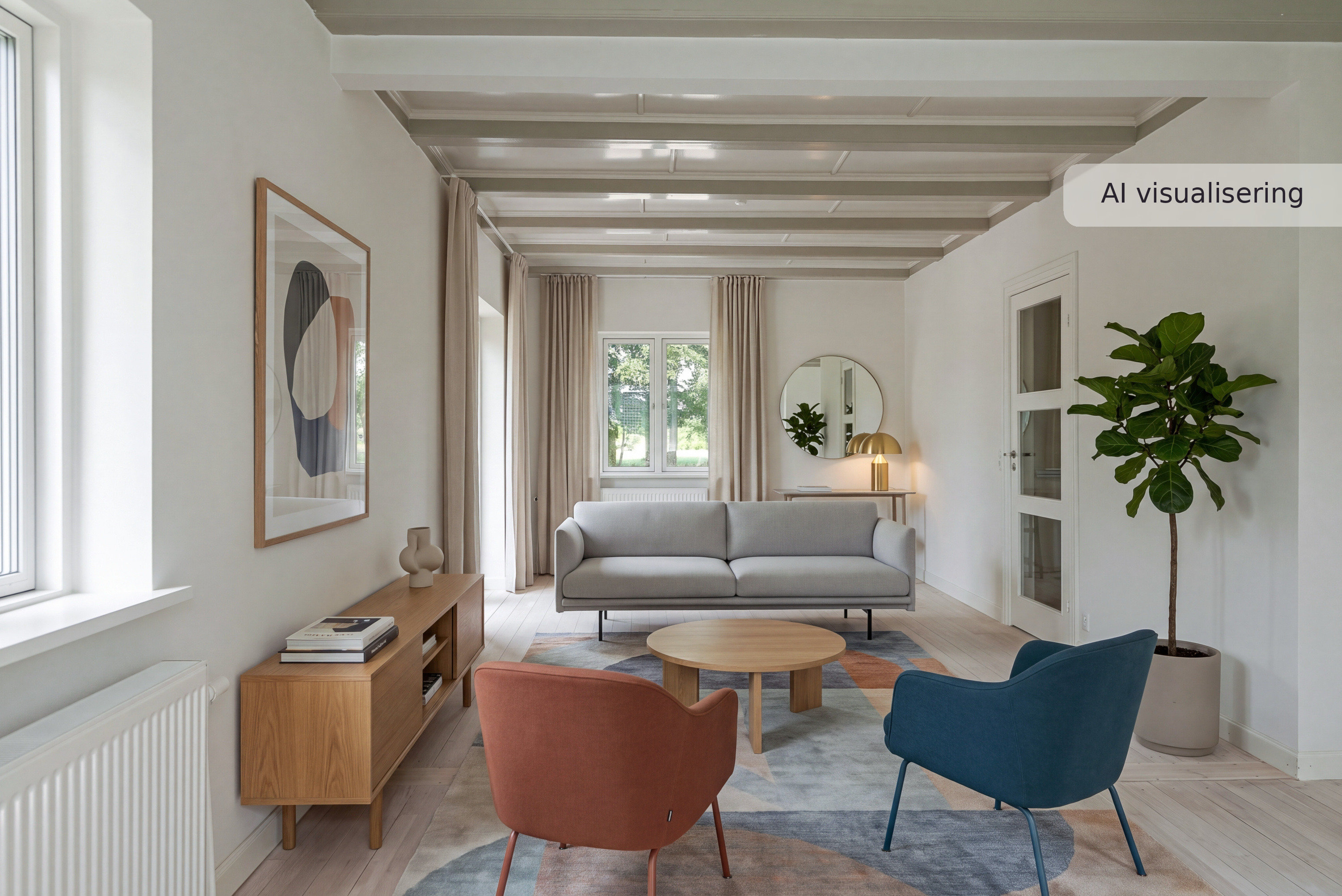 Fremhævet nybolig visual — stue — minimalistisk (visualisering nr. 15909) billede i fuldskærmstilstand. Billede af Lavløkkevej 2, Trøstrup, 5210 Odense NV