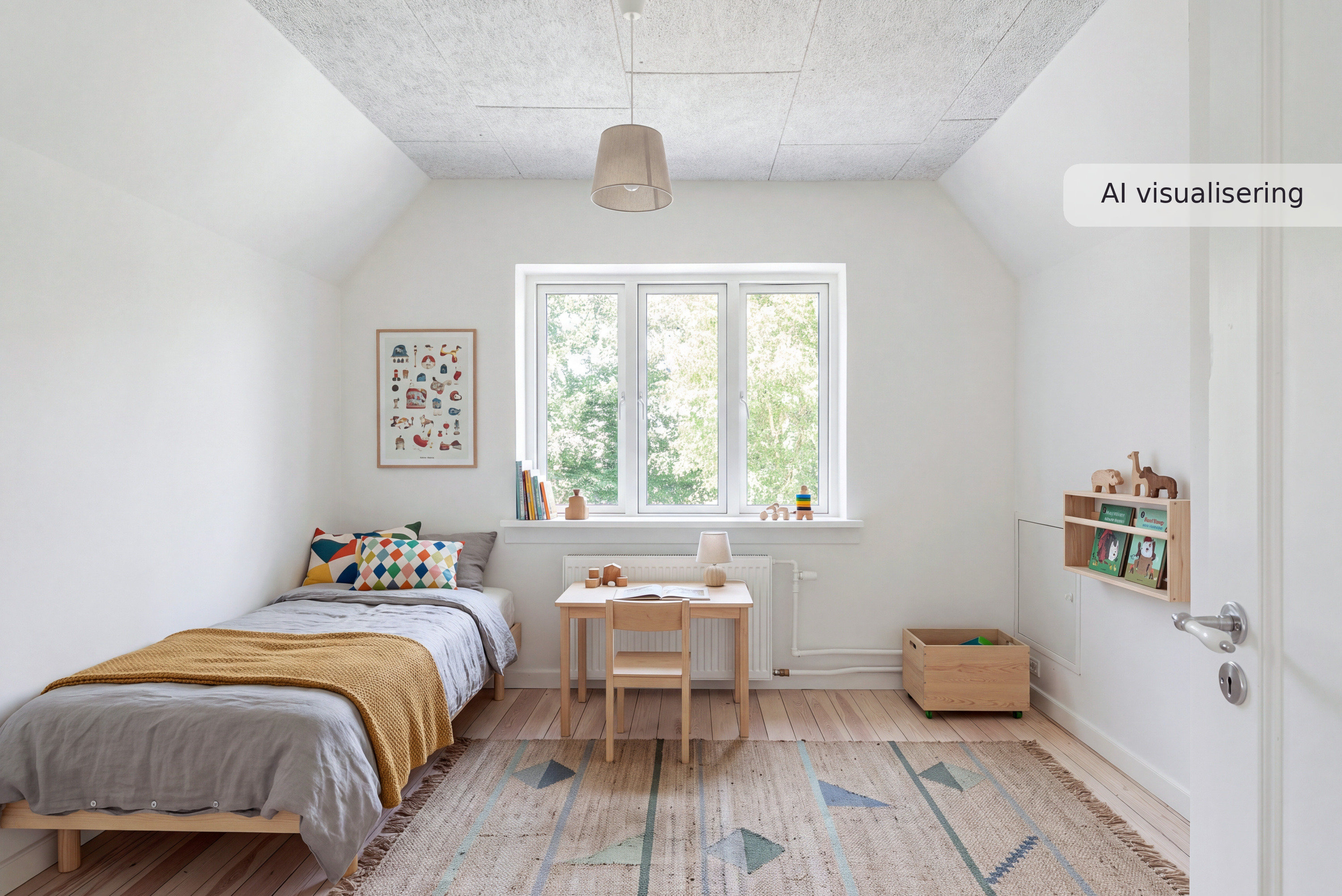 Fremhævet nybolig visual — børneværelse — minimalistisk (visualisering nr. 15911) billede i fuldskærmstilstand. Billede af Lavløkkevej 2, Trøstrup, 5210 Odense NV