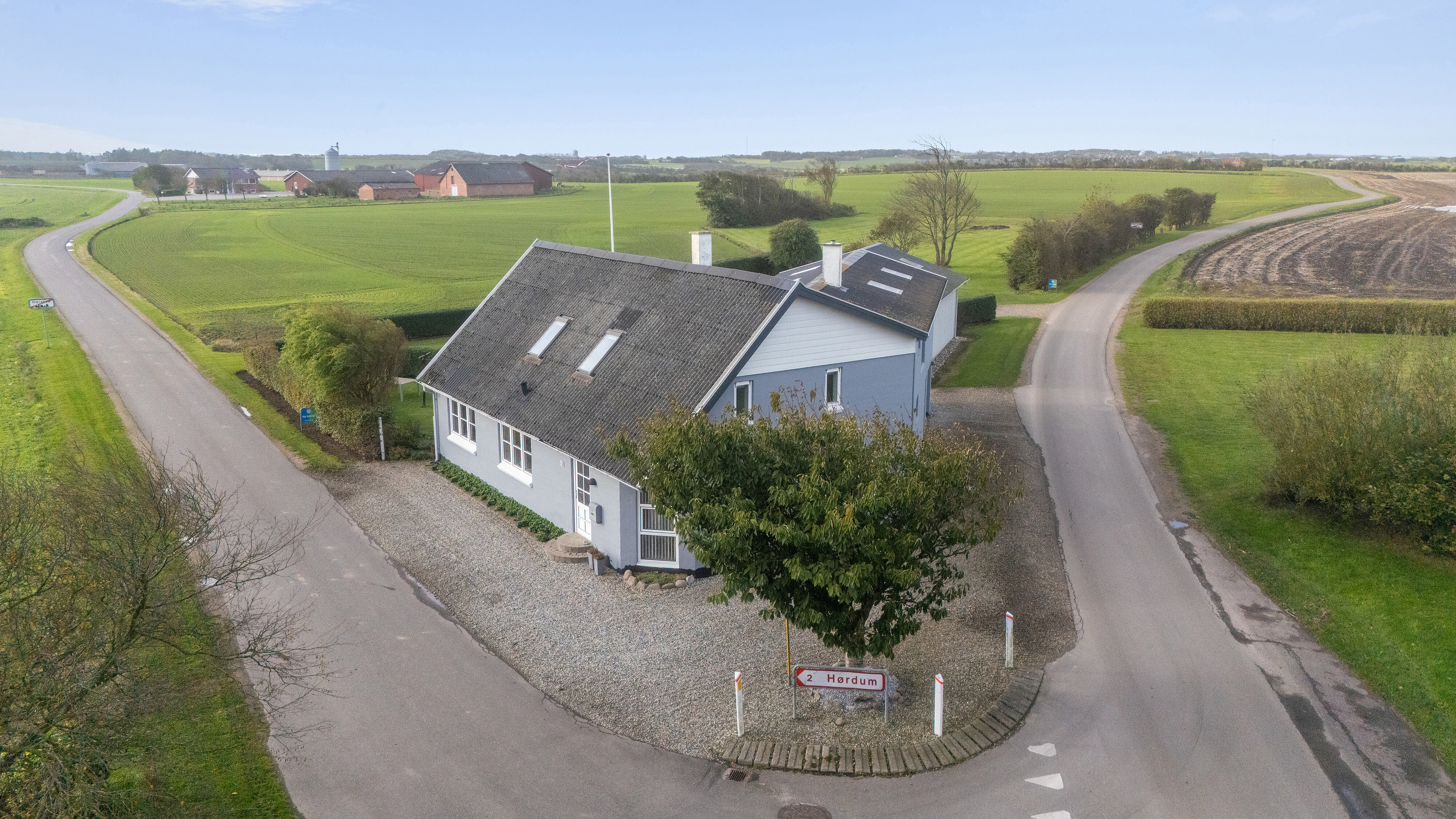 Fremhævet luftfoto billede i fuldskærmstilstand. Billede af Gisselbækvej 51, Hørsted, 7752 Snedsted