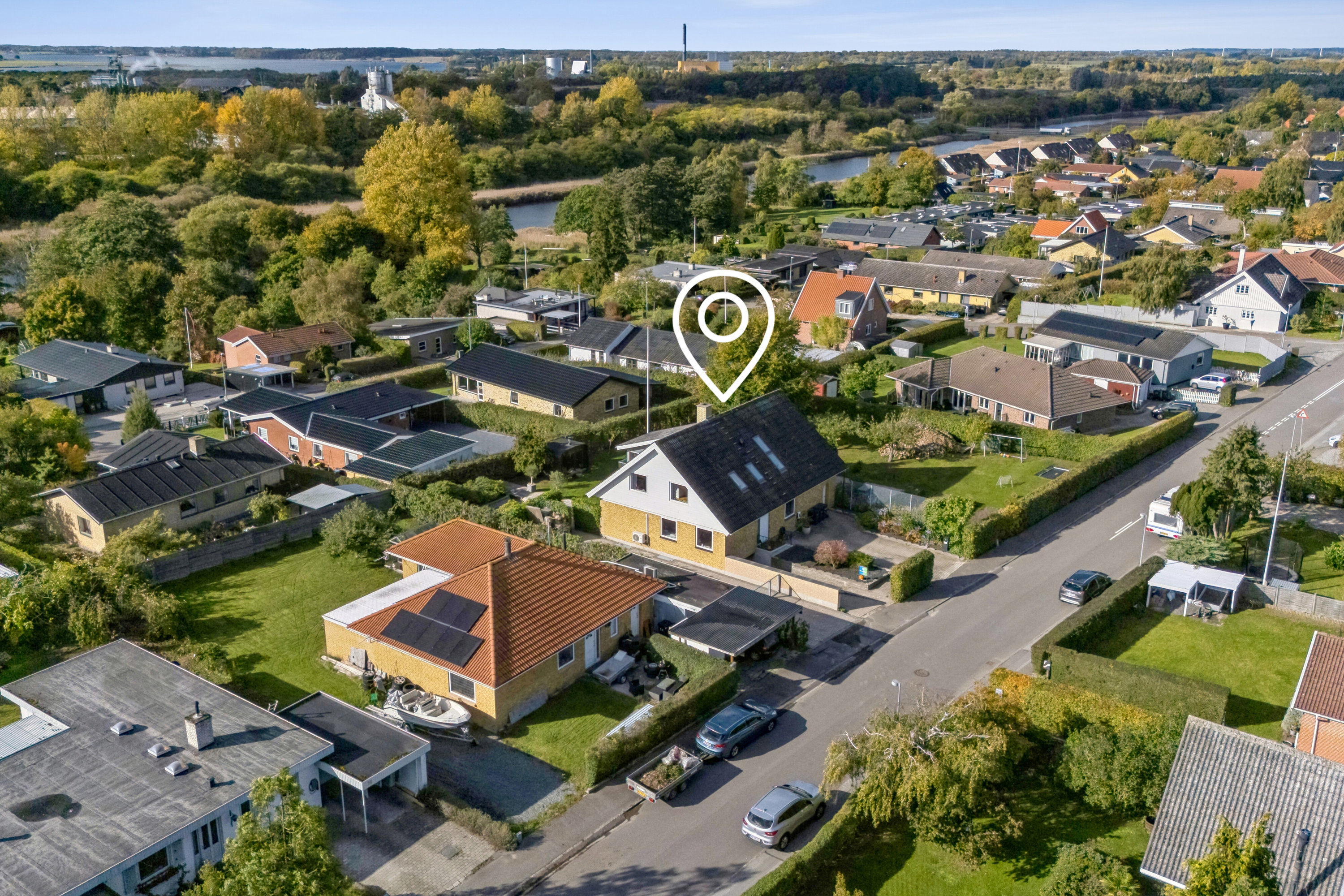 Fremhævet luftfoto billede i fuldskærmstilstand. Billede af Helgenæsvej 54, 4700 Næstved