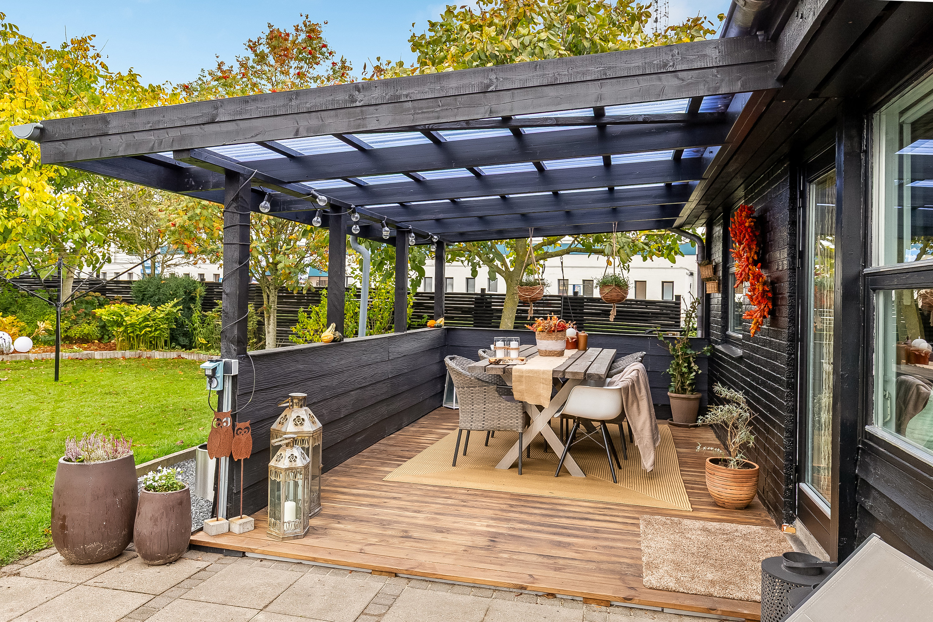 Fremhævet overdækket terrasse billede i fuldskærmstilstand. Billede af Solsortevej 39, 6000 Kolding
